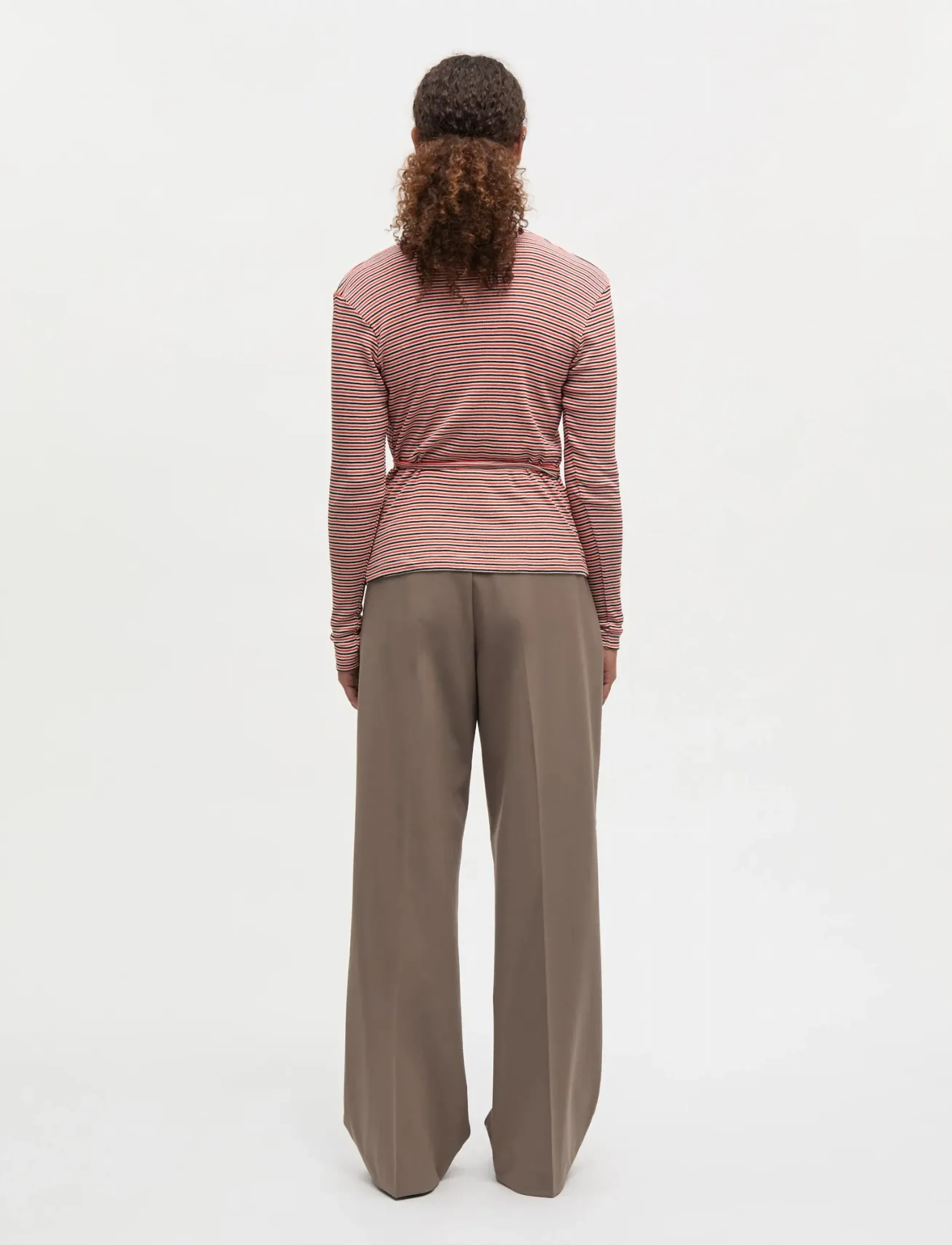 Mads Nørgaard - 2x2 Cotton Stripe Susi LS Top - pikkade varrukatega alussärgid - fiery red/vanilla ice - 2