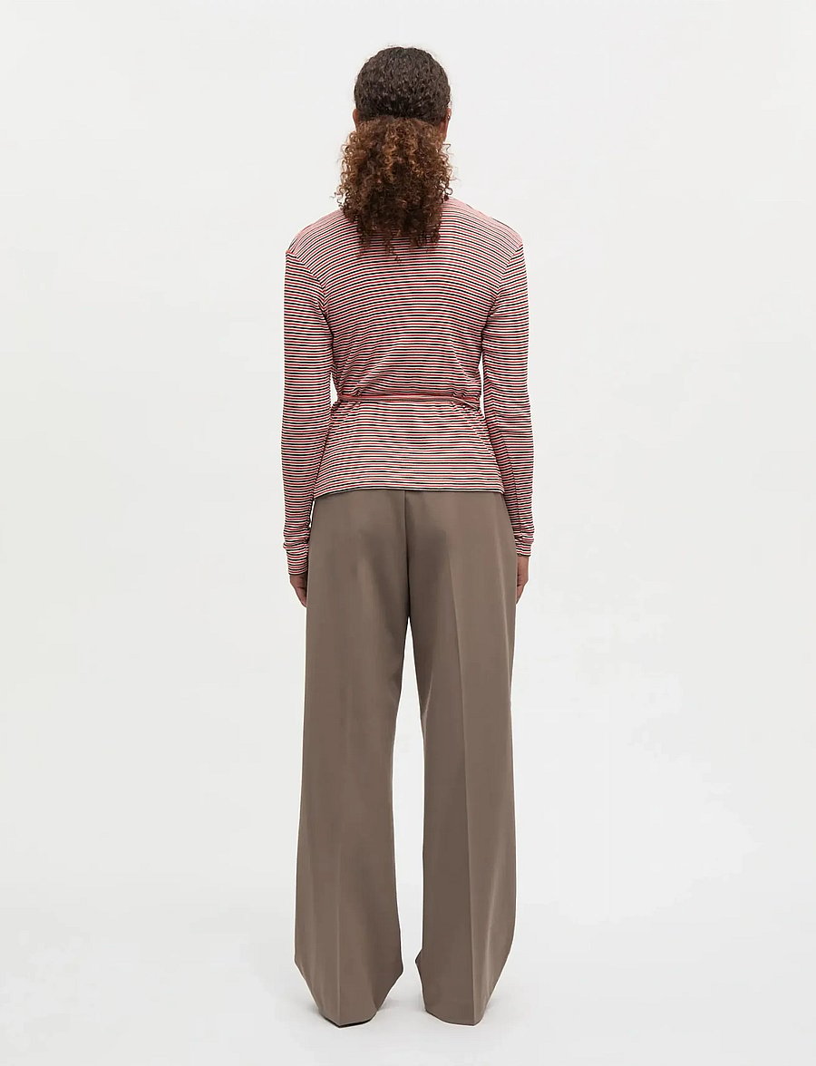Mads Nørgaard - 2x2 Cotton Stripe Susi LS Top - langärmlige tops - fiery red/vanilla ice - 2