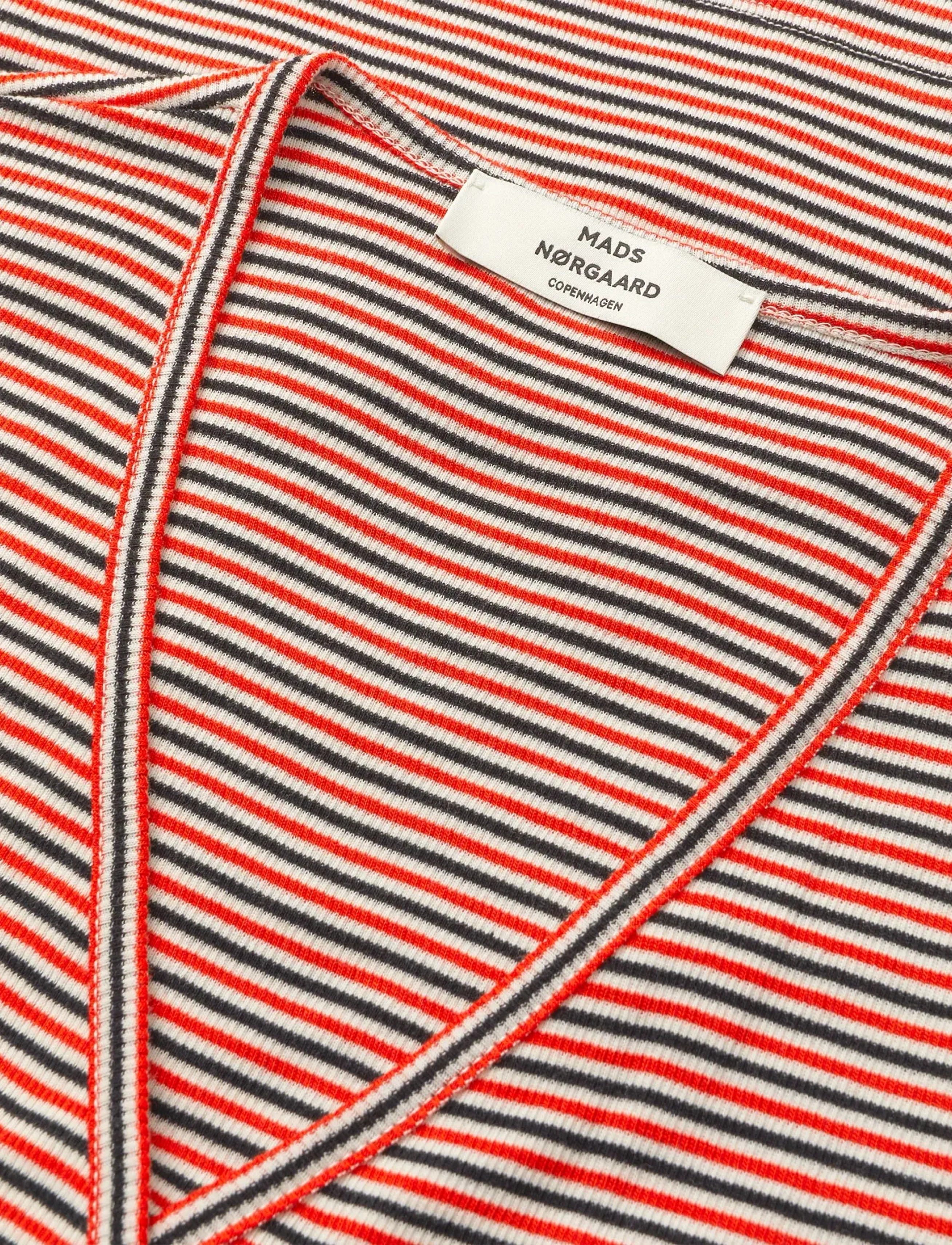 Mads Nørgaard - 2x2 Cotton Stripe Susi LS Top - pikkade varrukatega alussärgid - fiery red/vanilla ice - 3