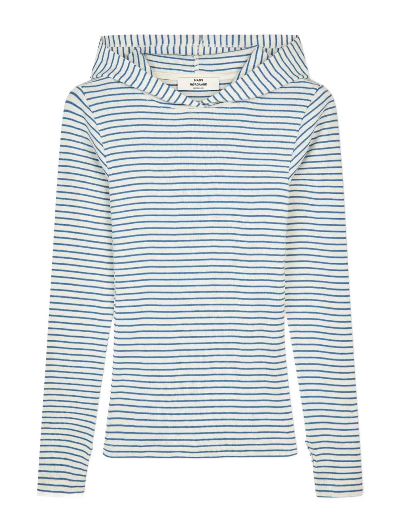 Mads Nørgaard 2X2 Cotton Stripe Tutti Hood, Kvinder, Stribet Hættetrøje, Blå, Str: XS