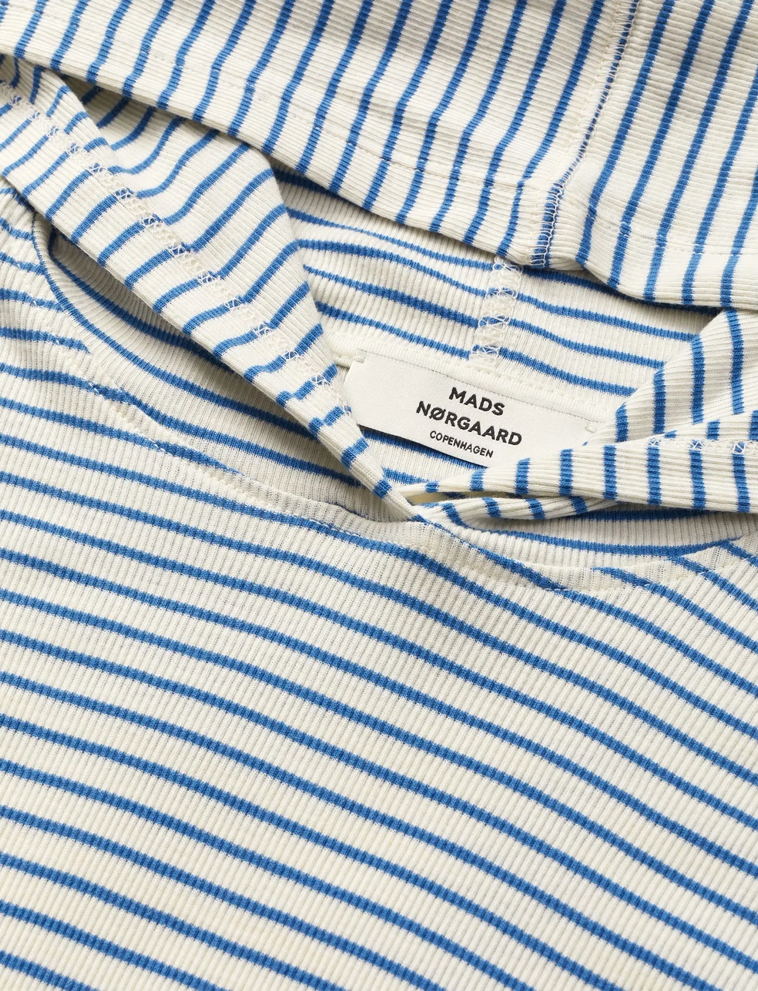 Mads Nørgaard - 2x2 Cotton Stripe Tutti Hood - hættetrøjer - vanilla ice/bright cobalt - 1