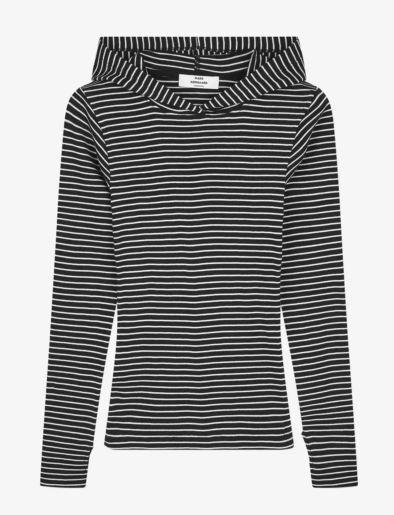 Mads Nørgaard - 2x2 Cotton Stripe Tutti Hood - kapuutsiga dressipluusid - black/vanilla ice - 1