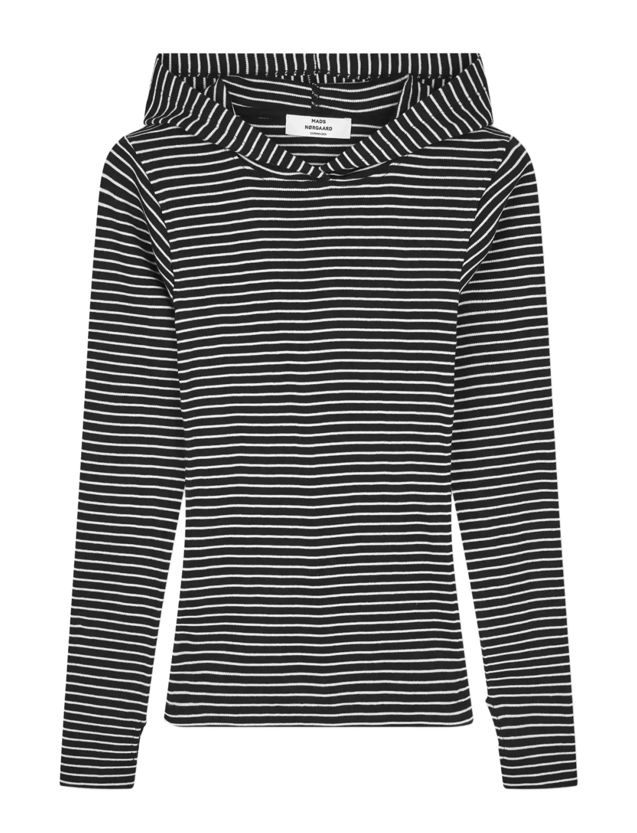 Mads Nørgaard 2x2 Cotton Stripe Tutti Hood - Kapuzenpullover - BLACK/VANILLA ICE / black