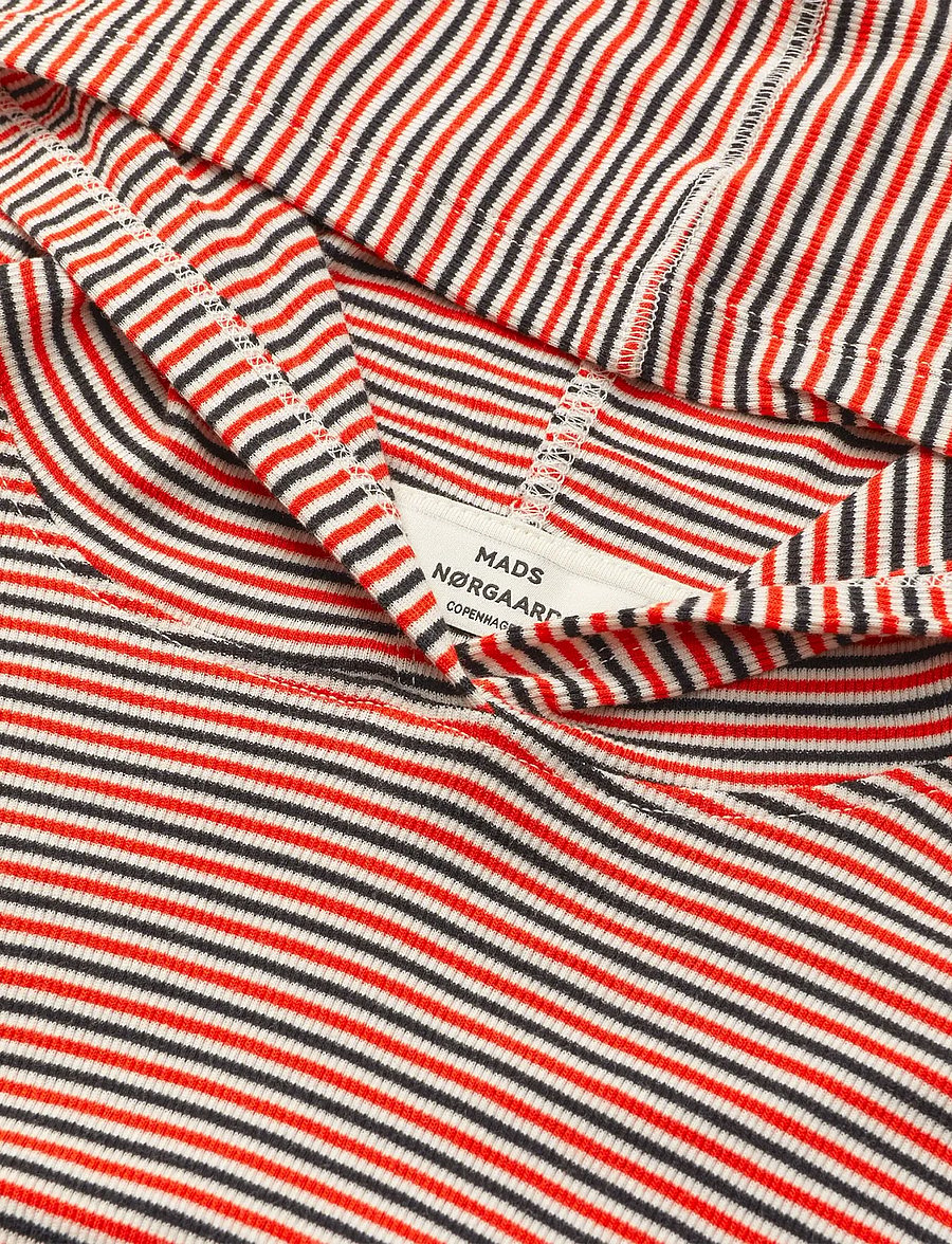 Mads Nørgaard - 2x2 Cotton Stripe Tutti Hood - kapuutsiga pusad - fiery red/vanilla ice - 1