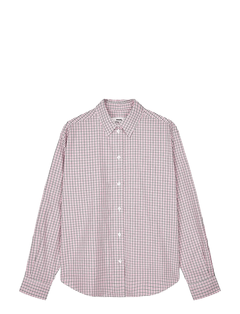 Mads Nørgaard - Ander Cotton Crelly Shirt - langärmlige hemden - check/carmine rose - 0
