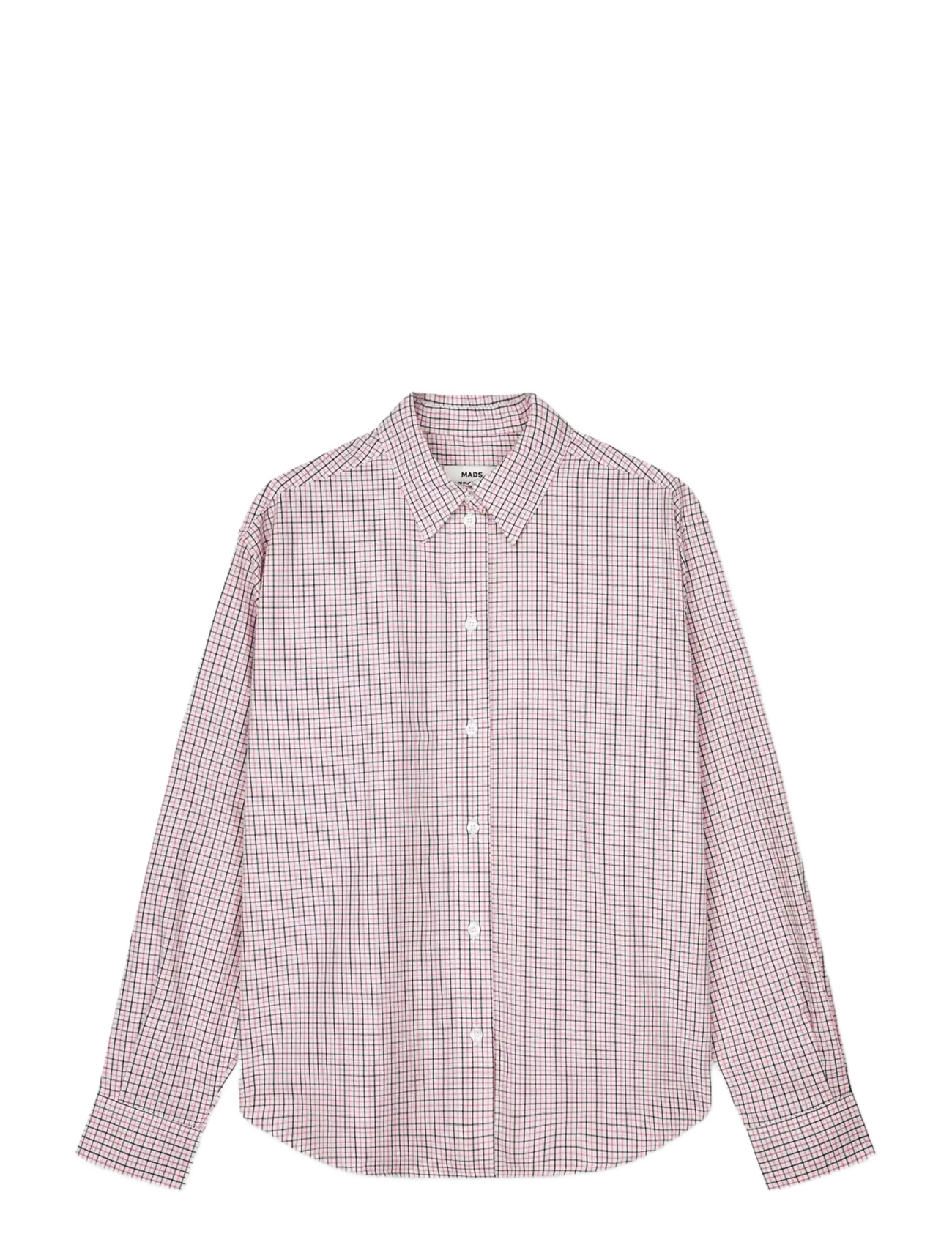 Mads Nørgaard Ander Cotton Crelly Shirt - Transitional Layering - CHECK/CARMINE ROSE / pink/rose