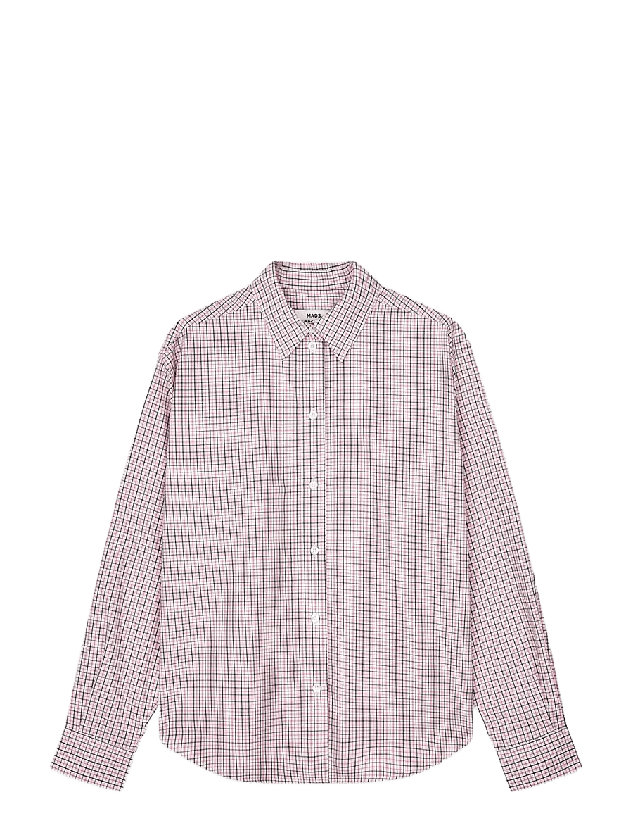 Mads Nørgaard - Ander Cotton Crelly Shirt - langärmlige hemden - check/carmine rose - 0