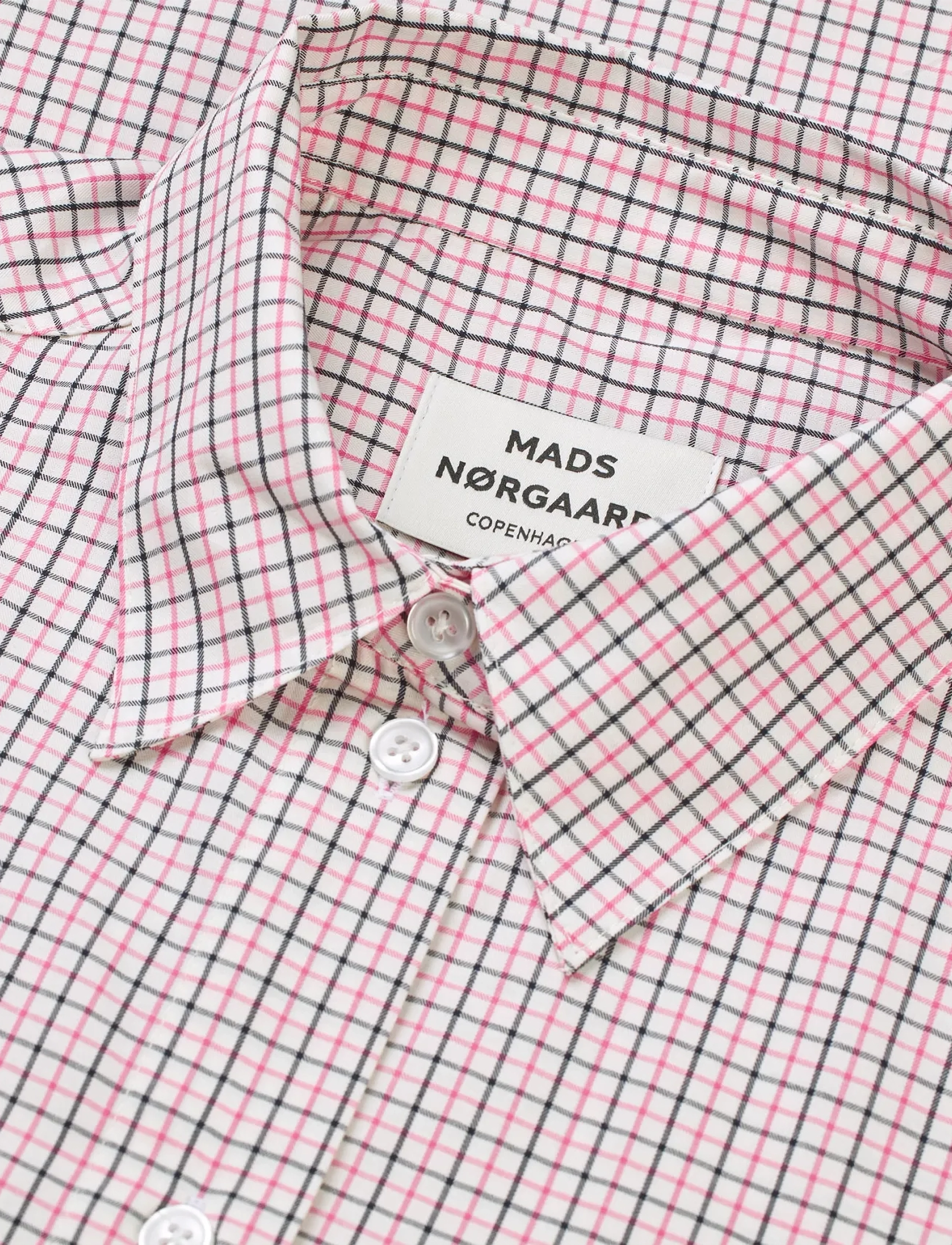 Mads Nørgaard - Ander Cotton Crelly Shirt - langärmlige hemden - check/carmine rose - 1