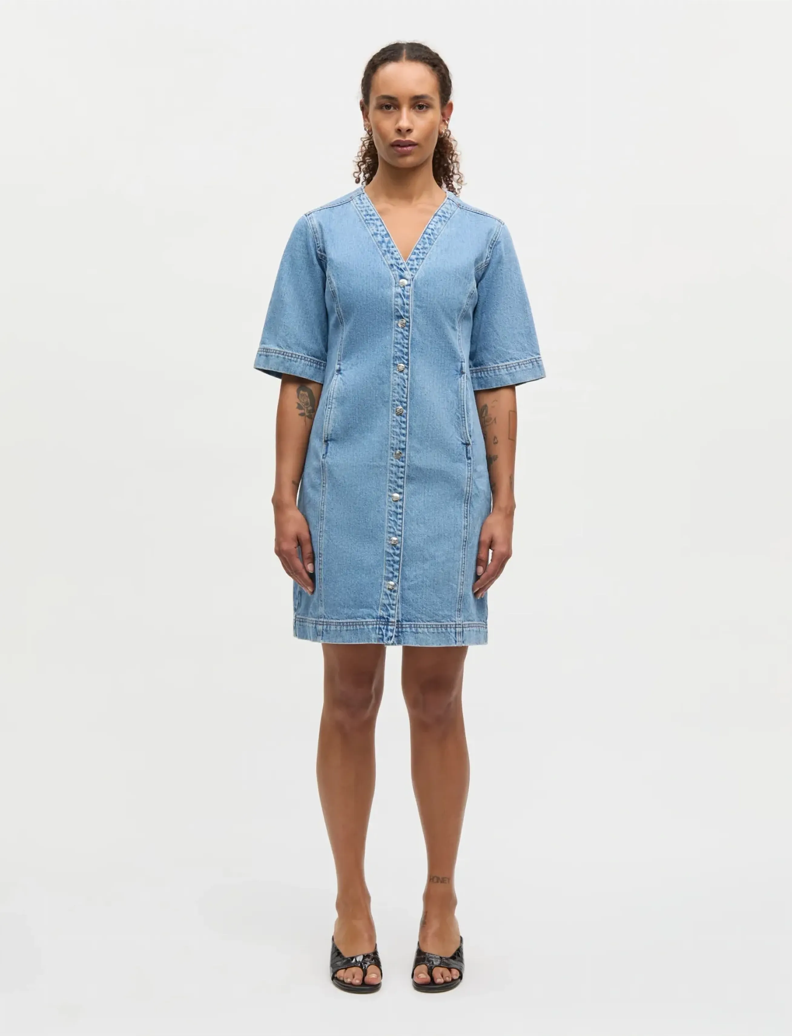 Mads Nørgaard Luke Denim Vigga Dress, 36, Blue, Kjoler > Kort Kjole, Dame