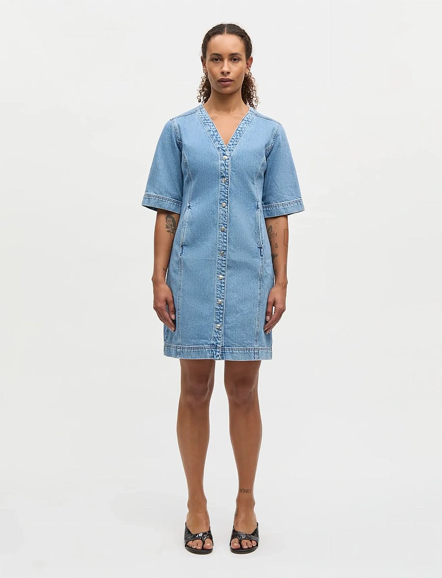 Mads Nørgaard - Luke Denim Vigga Dress - korta klänningar - blue vintage - 0