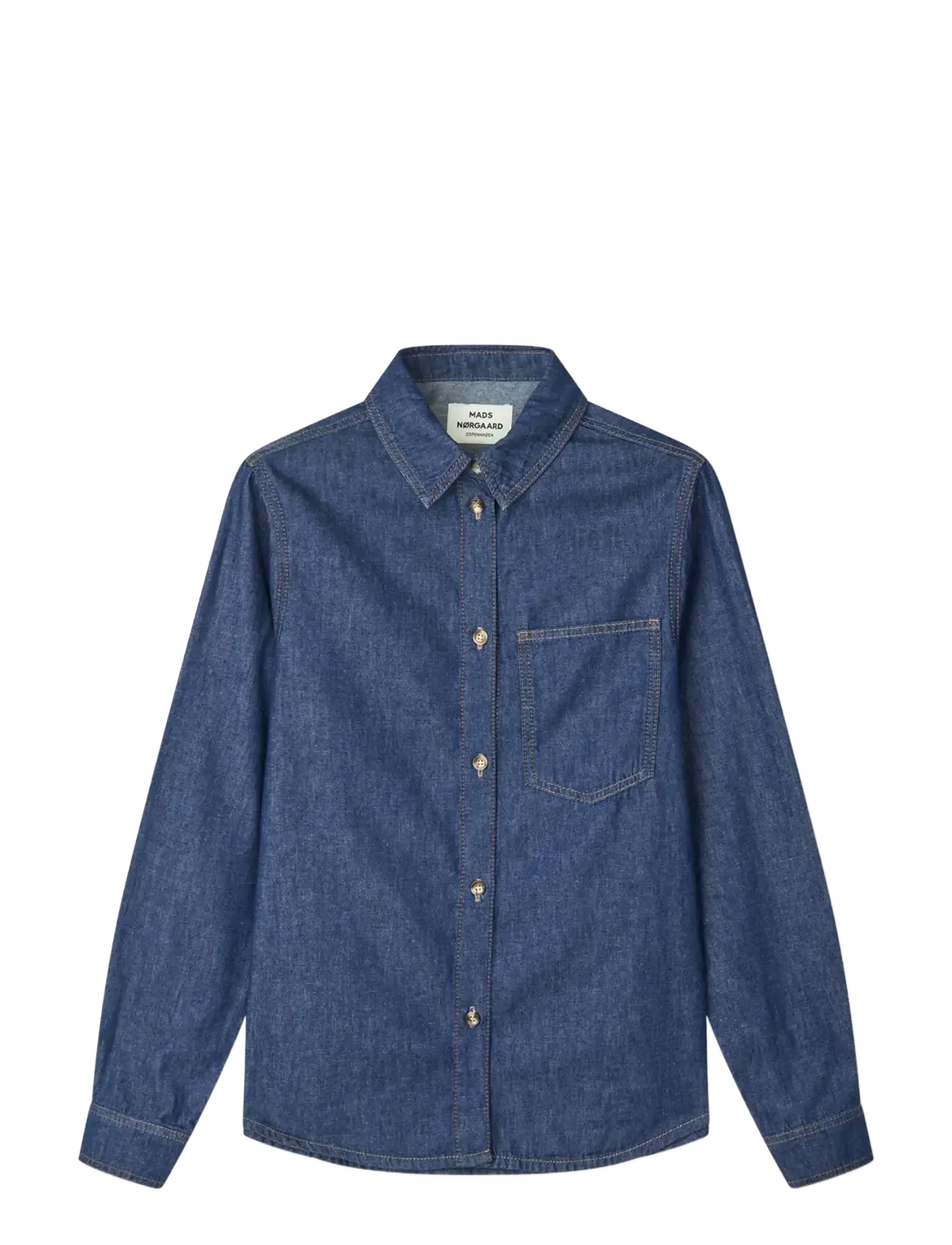 Mads Nørgaard Air Denim Crani Shirt - Transitional Layering - MID BLUE DENIM / blue