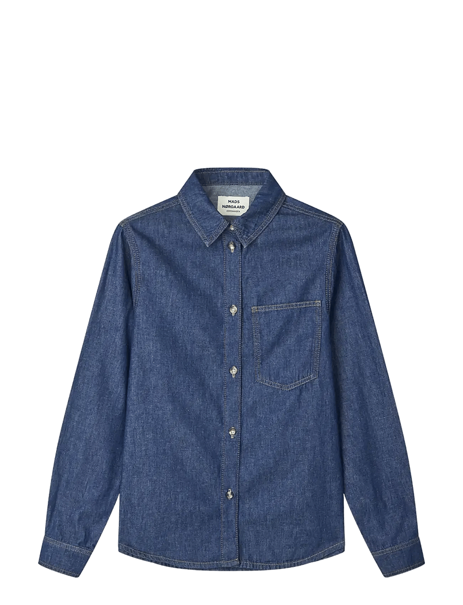 Mads Nørgaard - Air Denim Crani Shirt - džinsiniai marškiniai - mid blue denim - 1