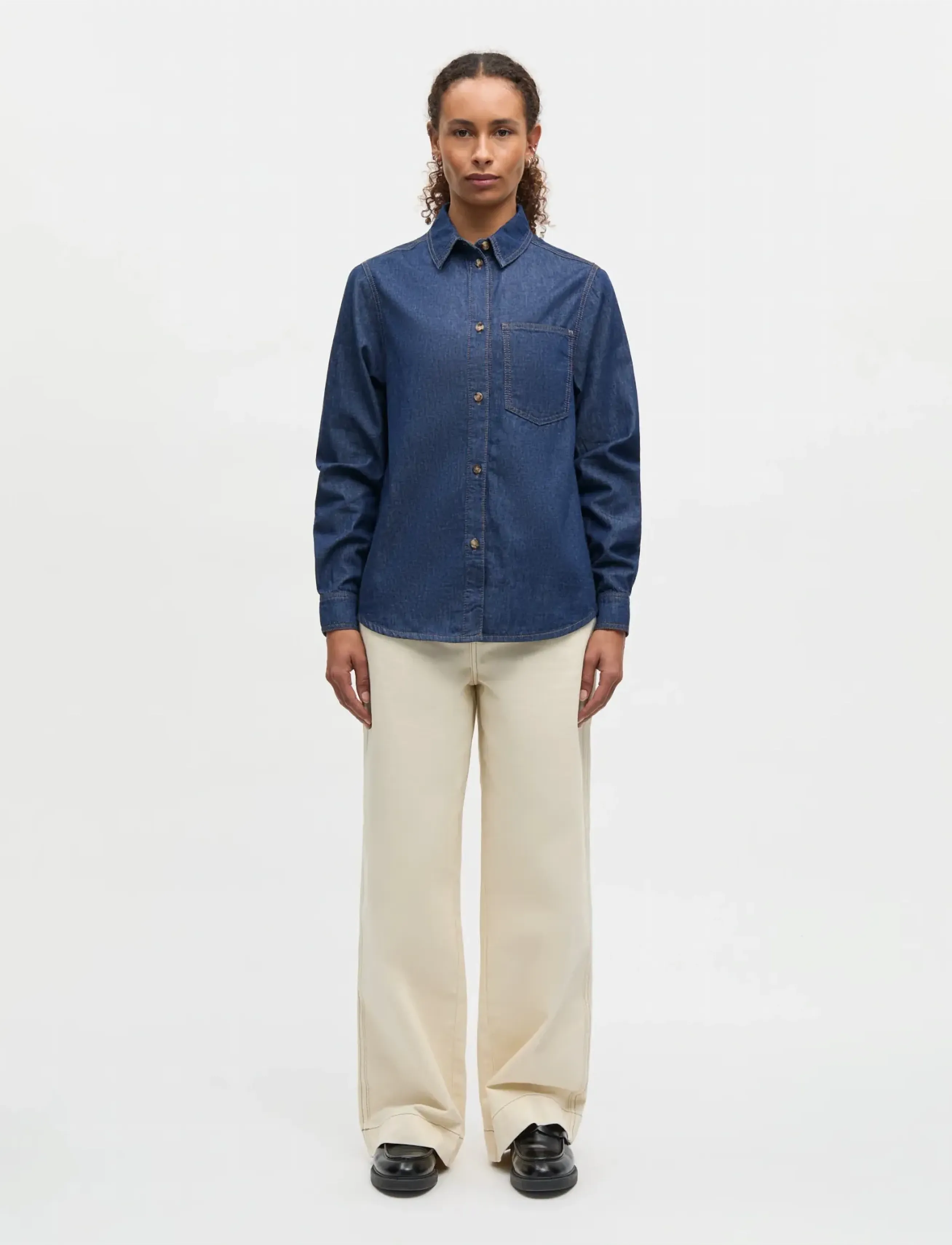 Mads Nørgaard Air Denim Crani Shirt - Langærmede skjorter - MID BLUE DENIM / blue