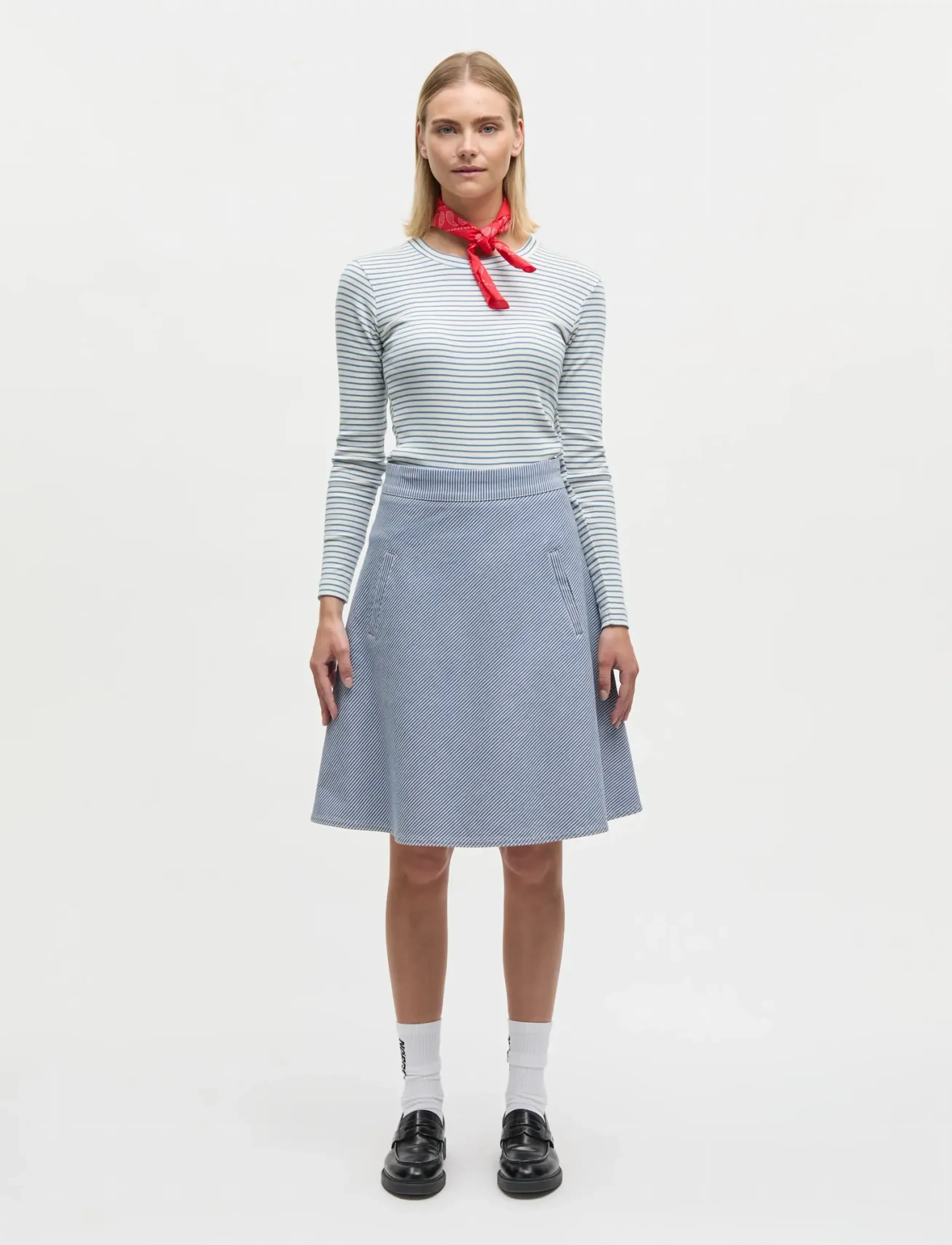 Mads Nørgaard Hickory Punk Stelly Skirt, 34, Röcke, Blau - Knee-length & Midi Frauen