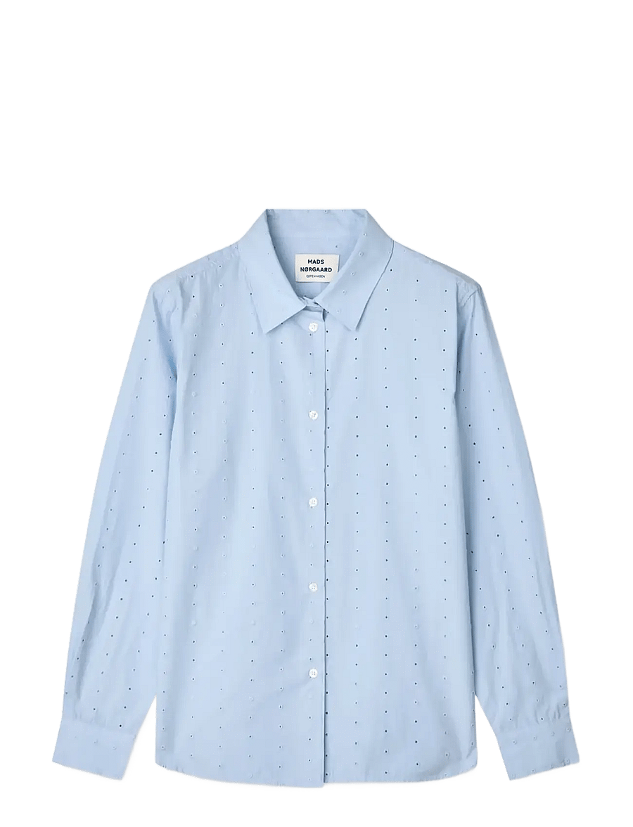 Mads Nørgaard - Broda Crane Shirt - long-sleeved shirts - cashmere blue - 1