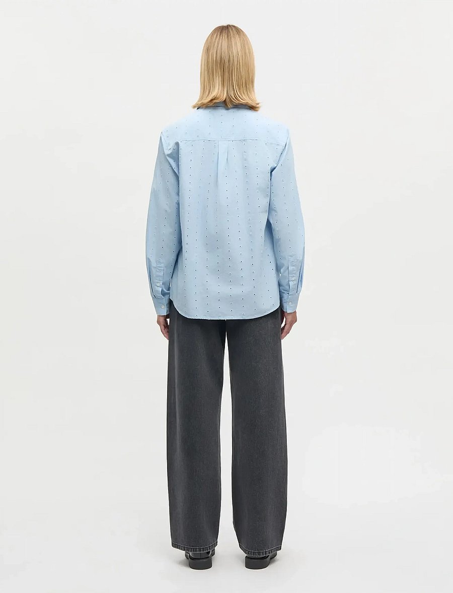 Mads Nørgaard - Broda Crane Shirt - long-sleeved shirts - cashmere blue - 2