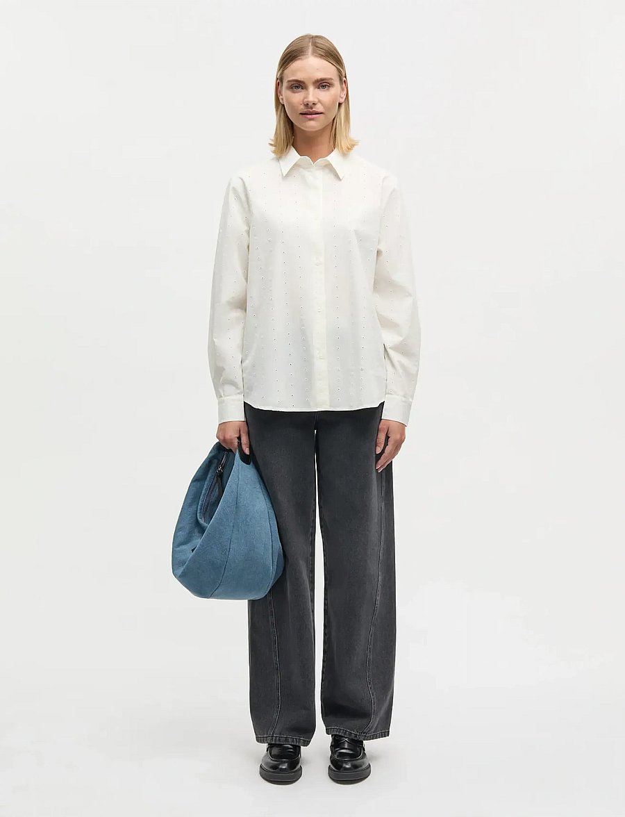 Mads Nørgaard - Broda Crane Shirt - langærmede skjorter - snow white - 0