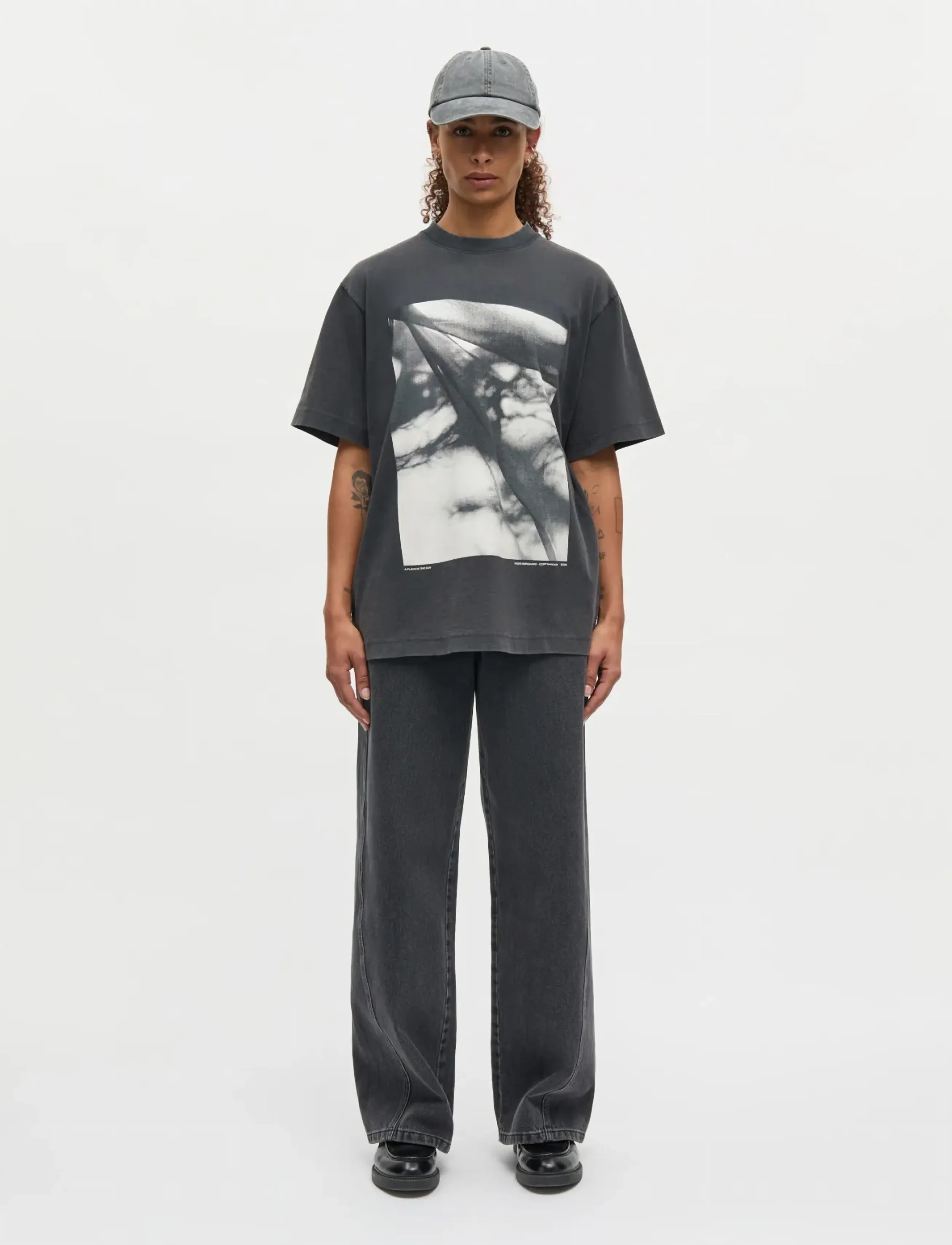 Mads Nørgaard Cotton Jersey Dassel Tee - T-shirty & Topy - BLACK / black