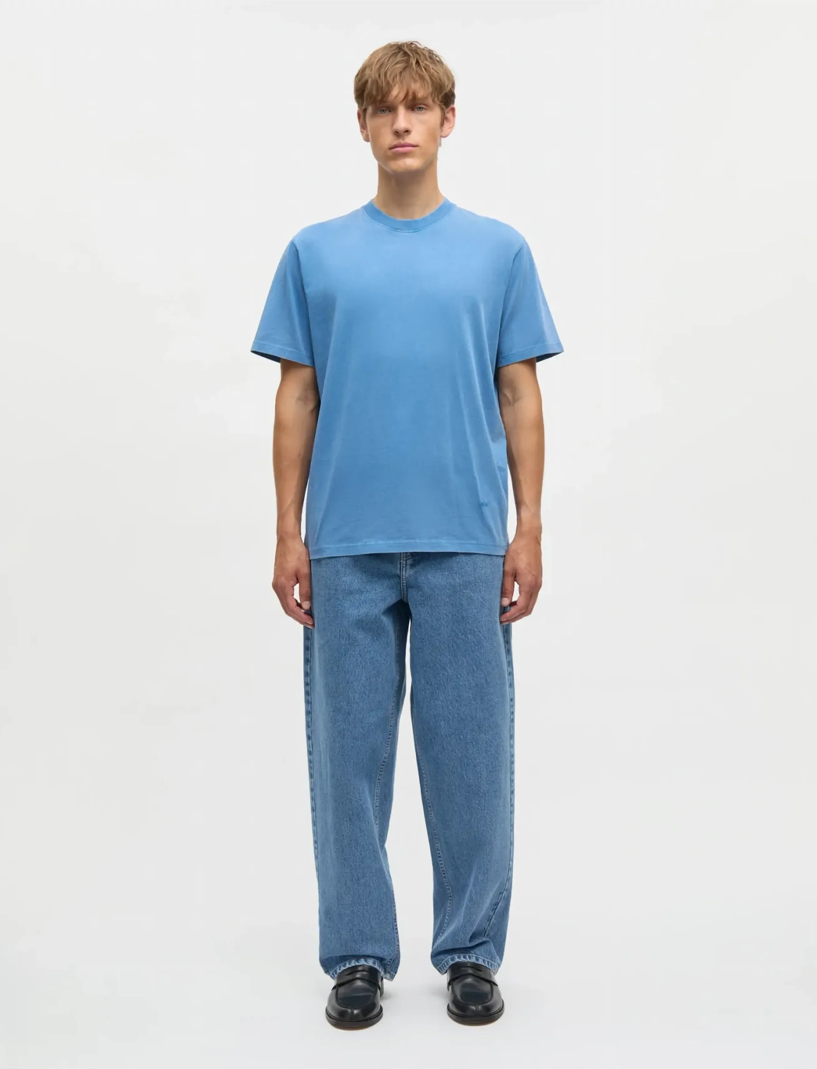 Mads Nørgaard Combed Jersey Dye Thorbjørn Tee - Tøj - BRIGHT COBALT / blue