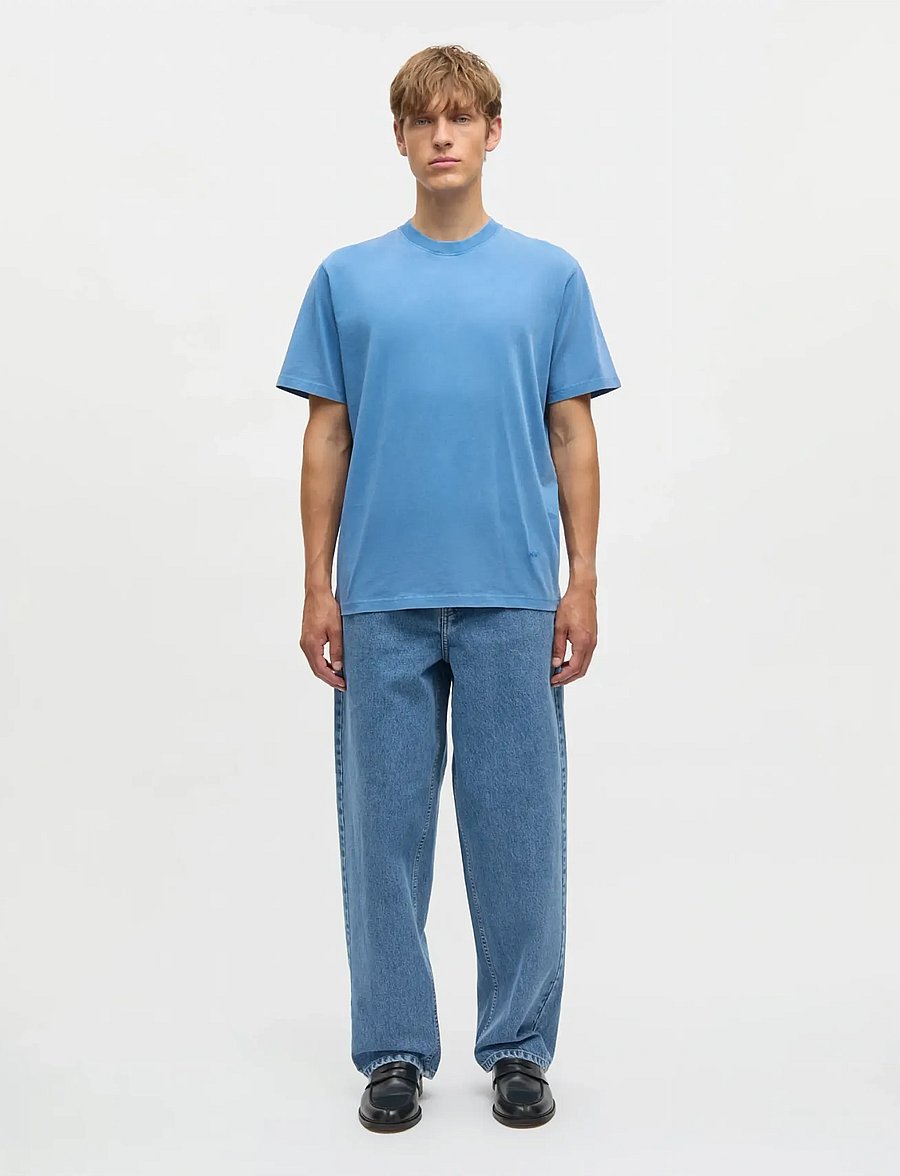 Mads Nørgaard - Combed Jersey Dye Thorbjørn Tee - kortærmede t-shirts - bright cobalt - 0