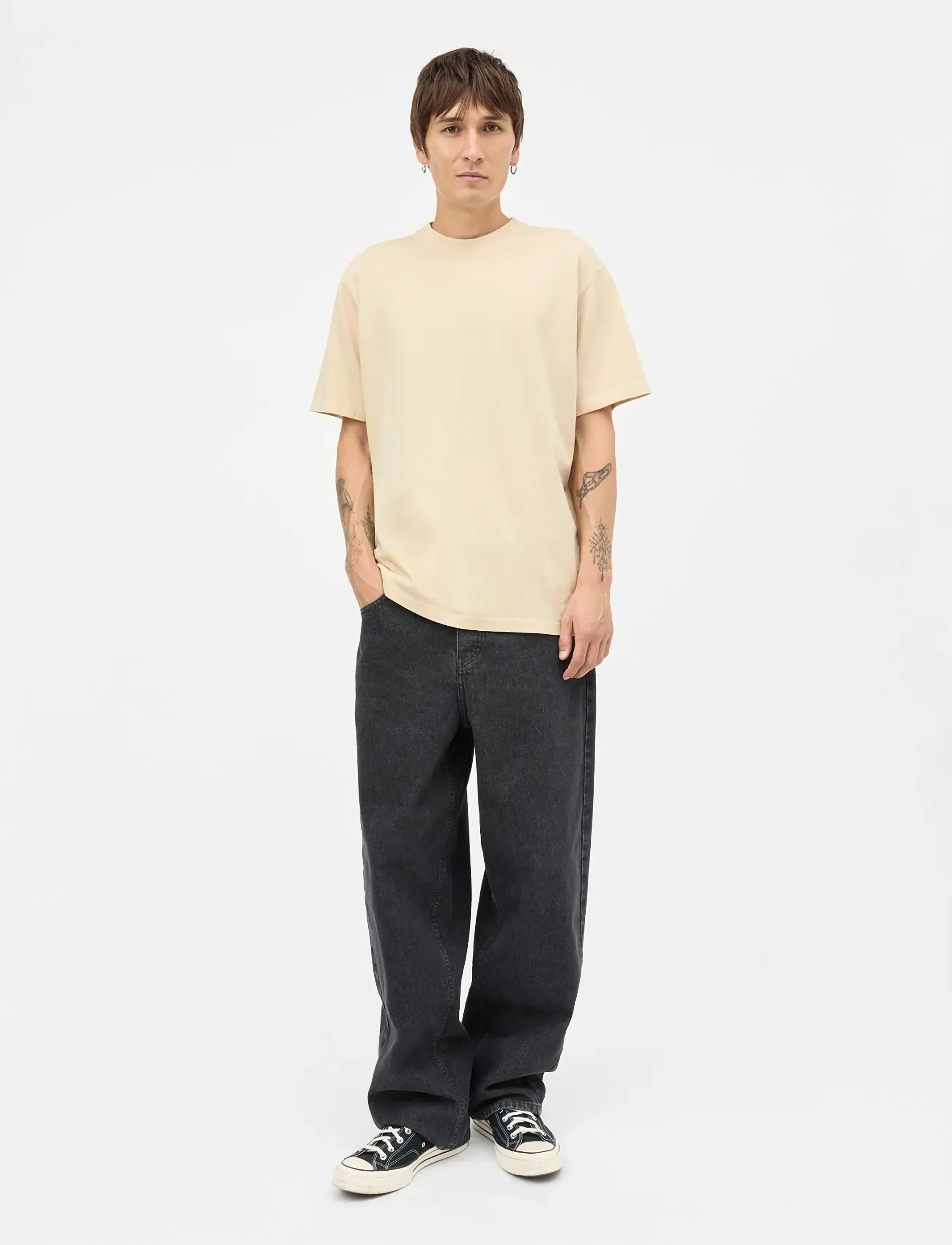 Mads Nørgaard Combed Jersey Dye Thorbjørn Tee - Kurzärmelig - CASTLE WALL / cream