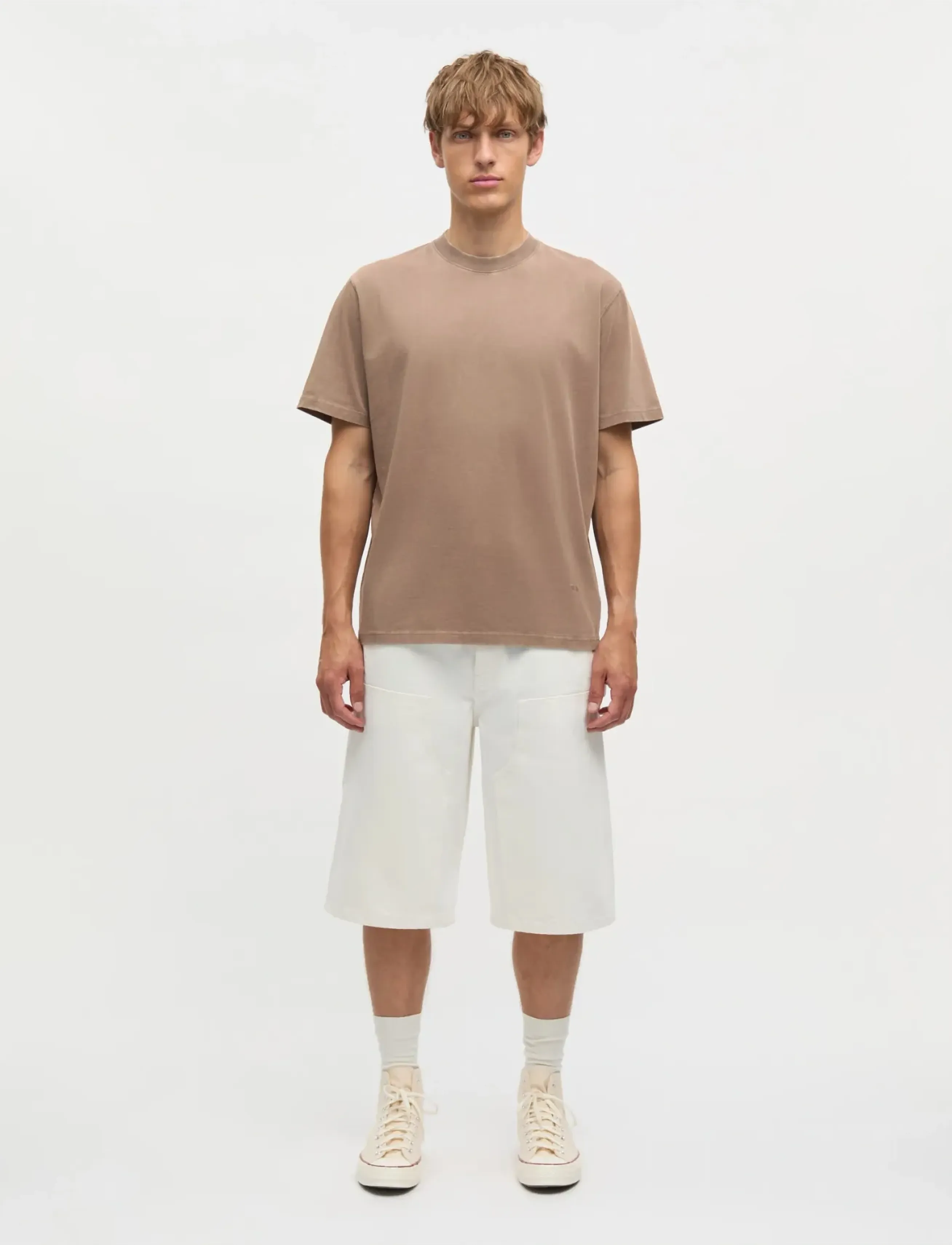 Mads Nørgaard Combed Jersey Dye Thorbjørn Tee, S, T-shirts, Braun - Short-sleeved, Männerswear