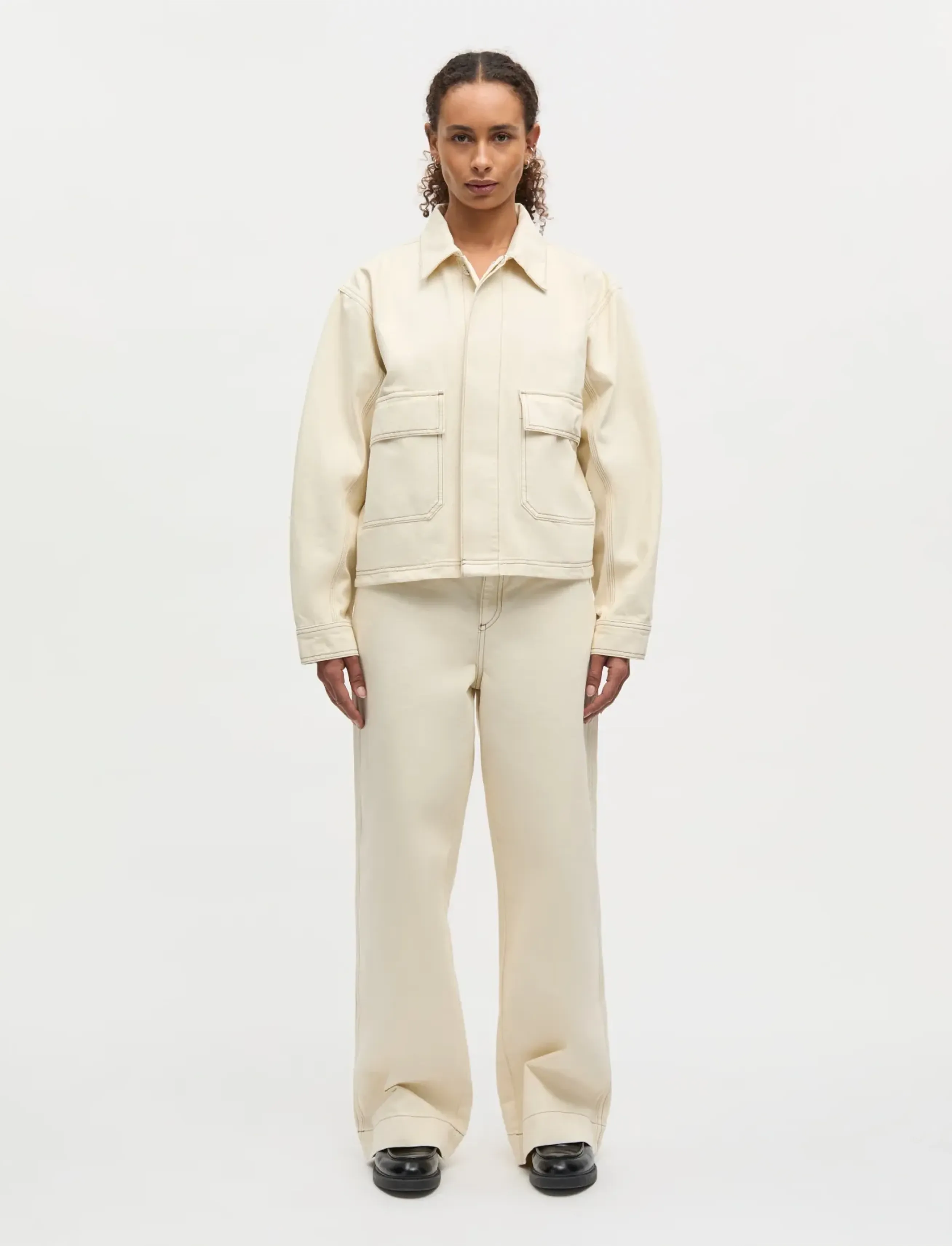 Mads Nørgaard Soil Denim Kargo pants - Kleidung - ALMOND OIL / cream