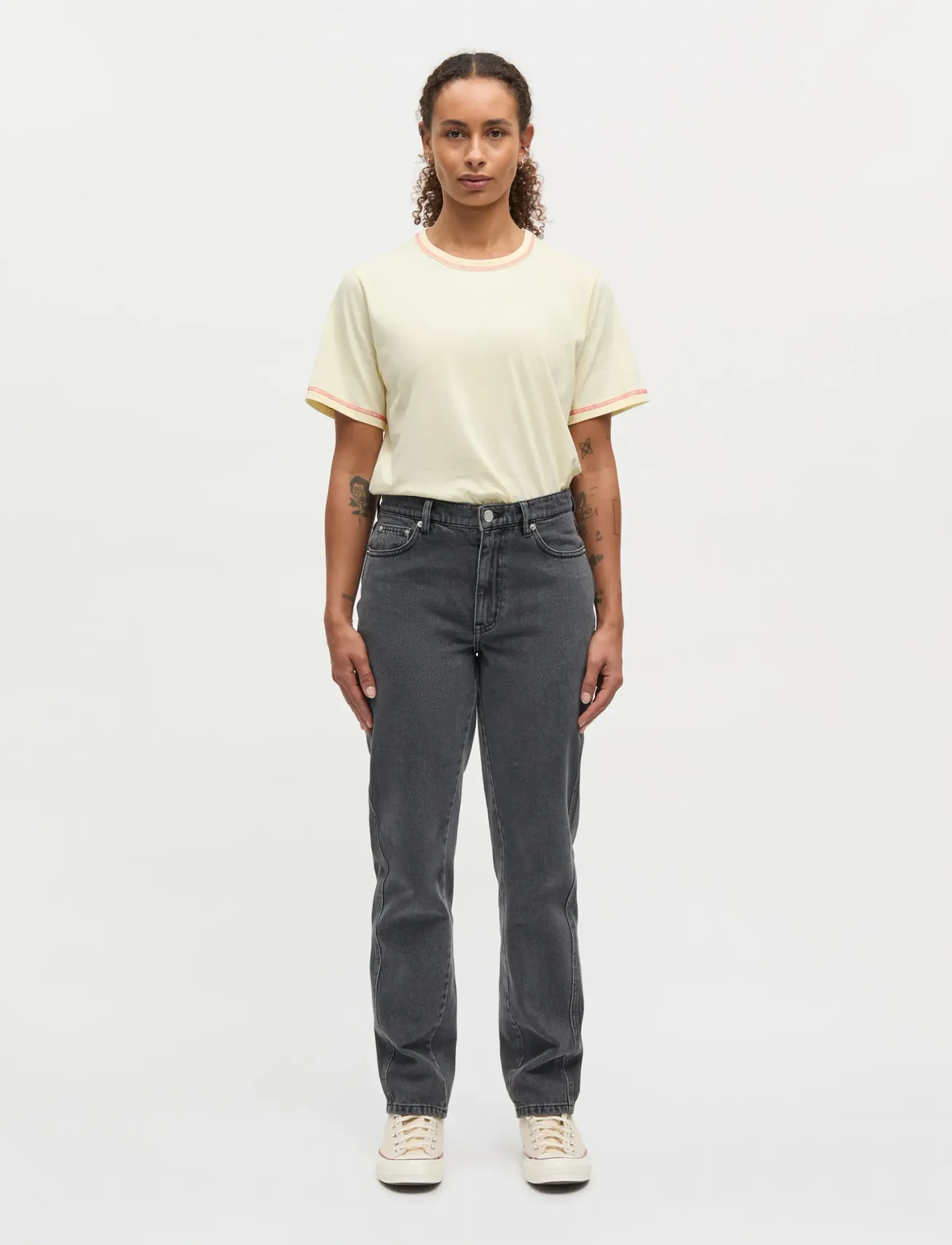 Mads Nørgaard Single Cotton Grace Tee - T-shirts - ALMOND OIL / yellow