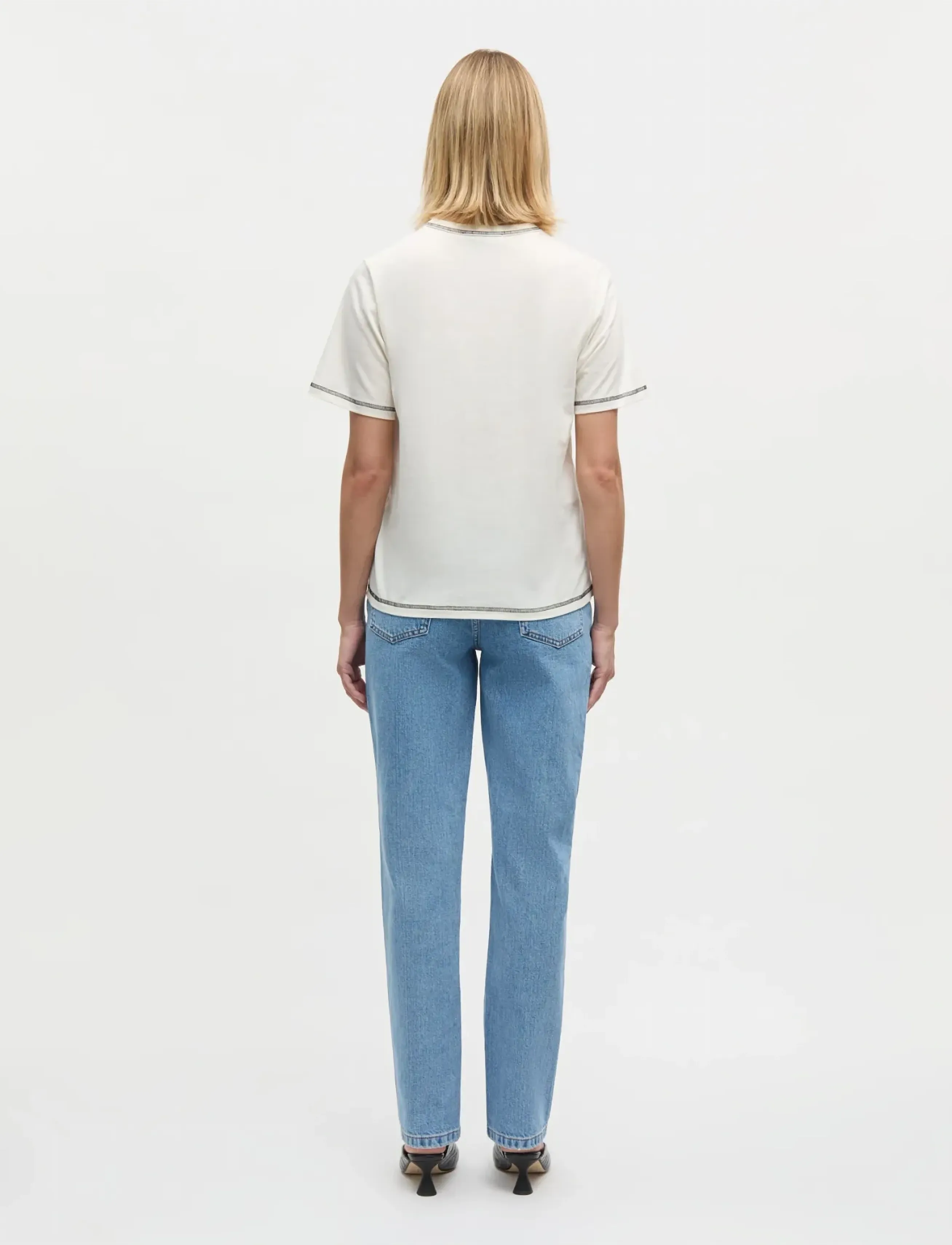 Mads Nørgaard - Single Cotton Grace Tee - t-shirts - snow white - 2
