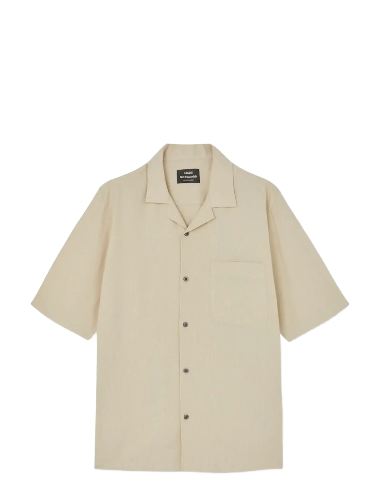 Mads Nørgaard Texture Kenji Shirt Ss, XL, Shirts, Beige - Short-sleeved Männerswear