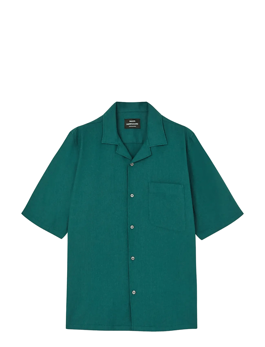 Mads Nørgaard - Texture Kenji Shirt SS - chemises à manches courtes - deep sea - 1
