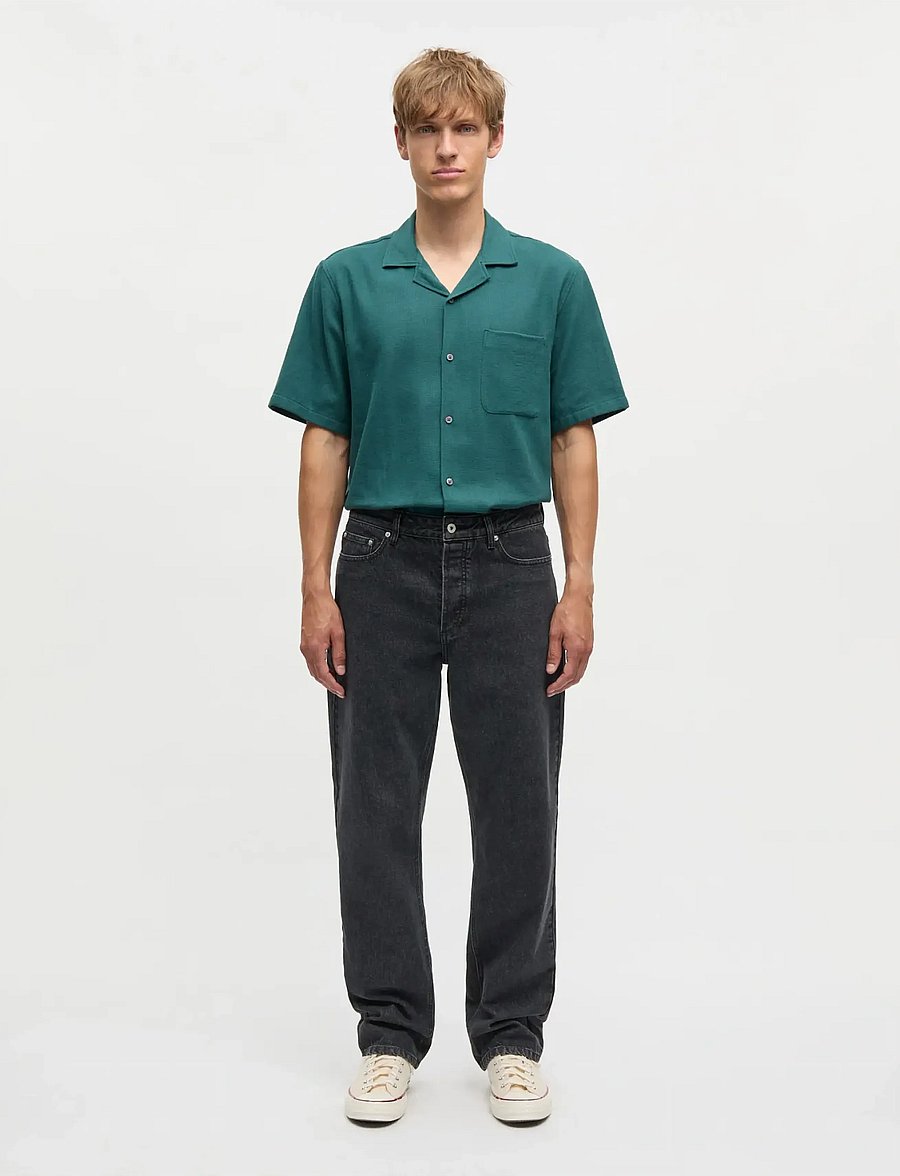 Mads Nørgaard - Texture Kenji Shirt SS - chemises à manches courtes - deep sea - 0