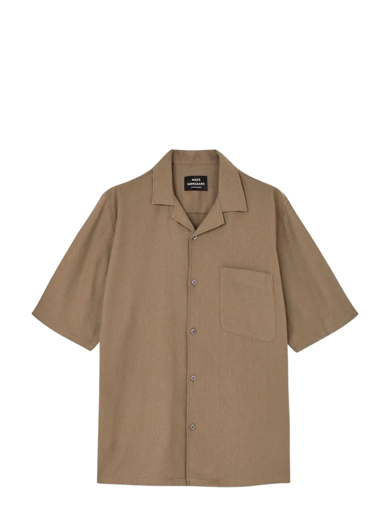Mads Nørgaard Texture Kenji Shirt Ss, L, Shirts, Braun - Short-sleeved Männerswear