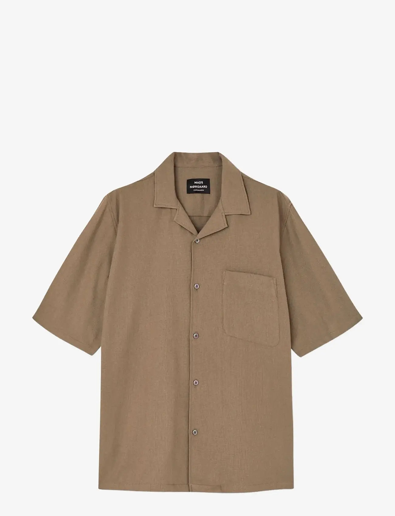 Mads Nørgaard - Texture Kenji Shirt SS - kortermede skjorter - walnut - 0