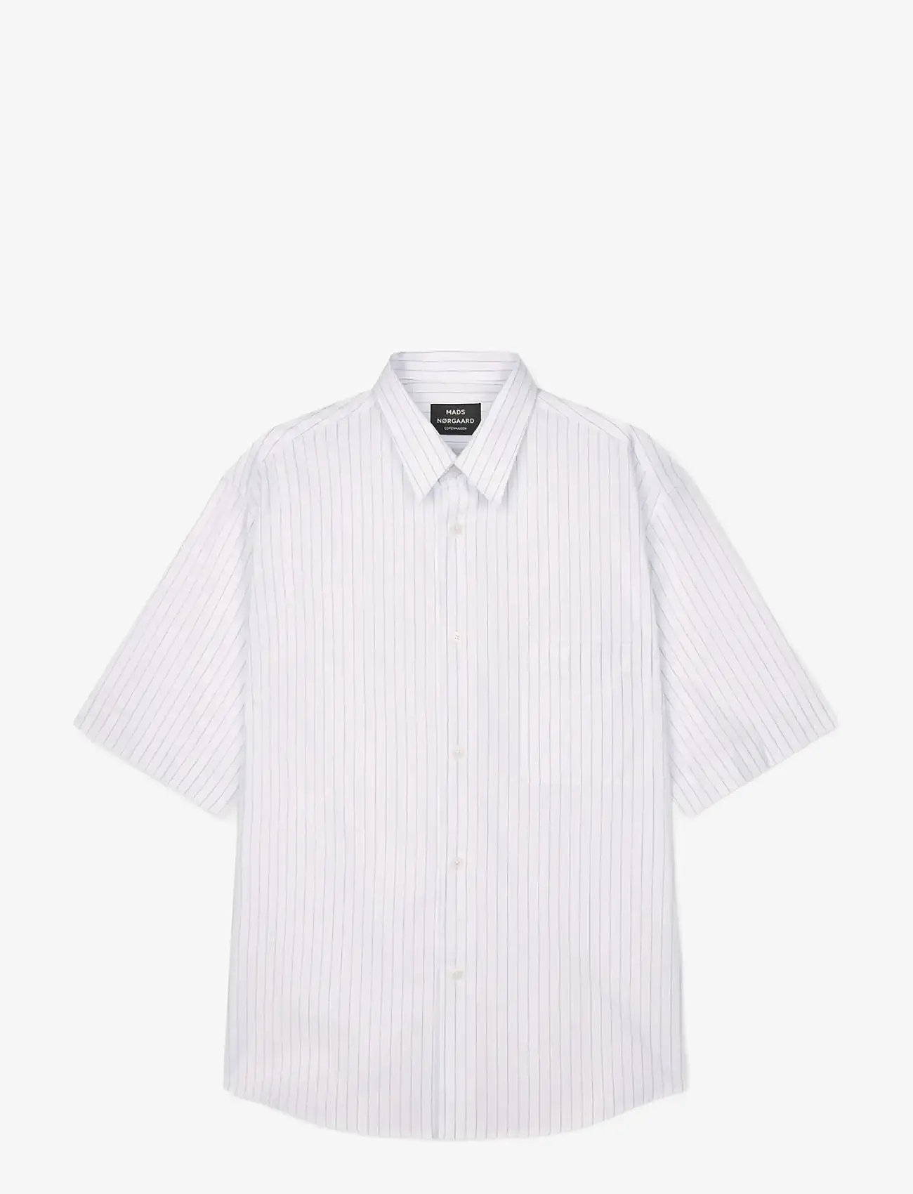 Mads Nørgaard - Cotton Soft Oskar Shirt SS - gestreifte hemden - white/bright cobalt stripe - 1