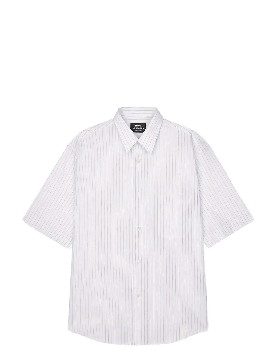 Mads Nørgaard - Cotton Soft Oskar Shirt SS - gestreifte hemden - white/bright cobalt stripe - 1