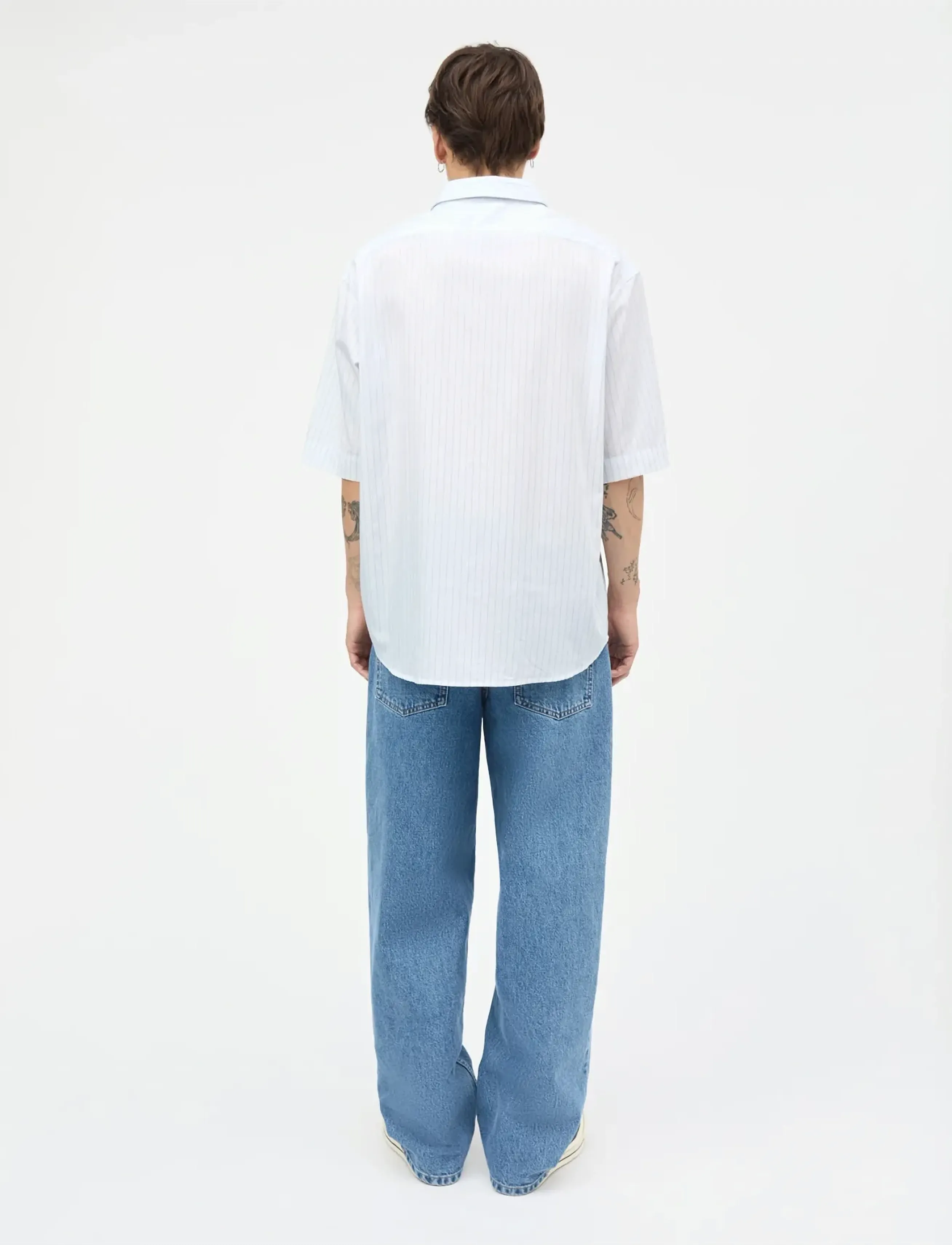 Mads Nørgaard - Cotton Soft Oskar Shirt SS - striped shirts - white/bright cobalt stripe - 2