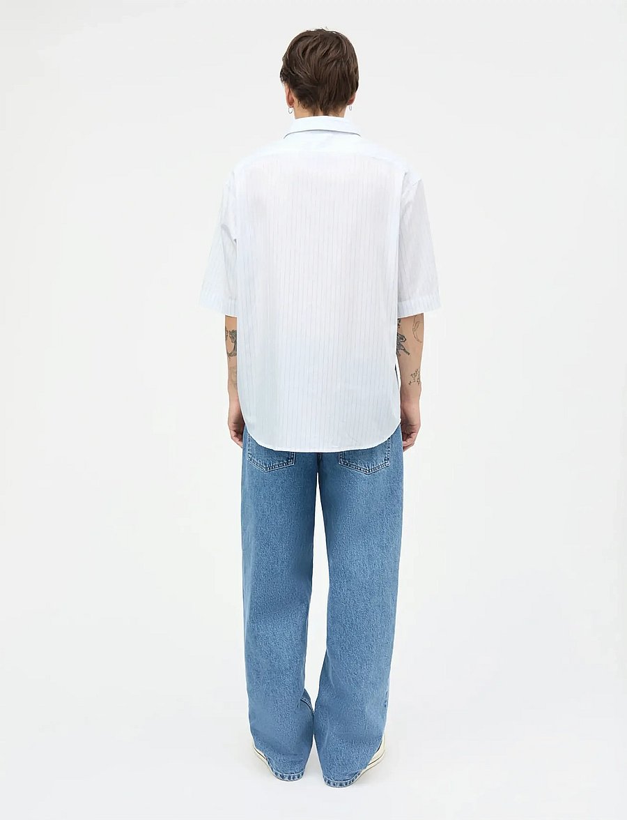 Mads Nørgaard - Cotton Soft Oskar Shirt SS - gestreifte hemden - white/bright cobalt stripe - 2