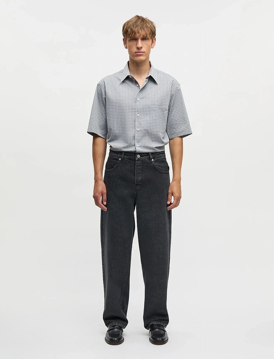 Mads Nørgaard - Cotton Soft Oskar Shirt SS - triibulised särgid - sky captain ch. - 0