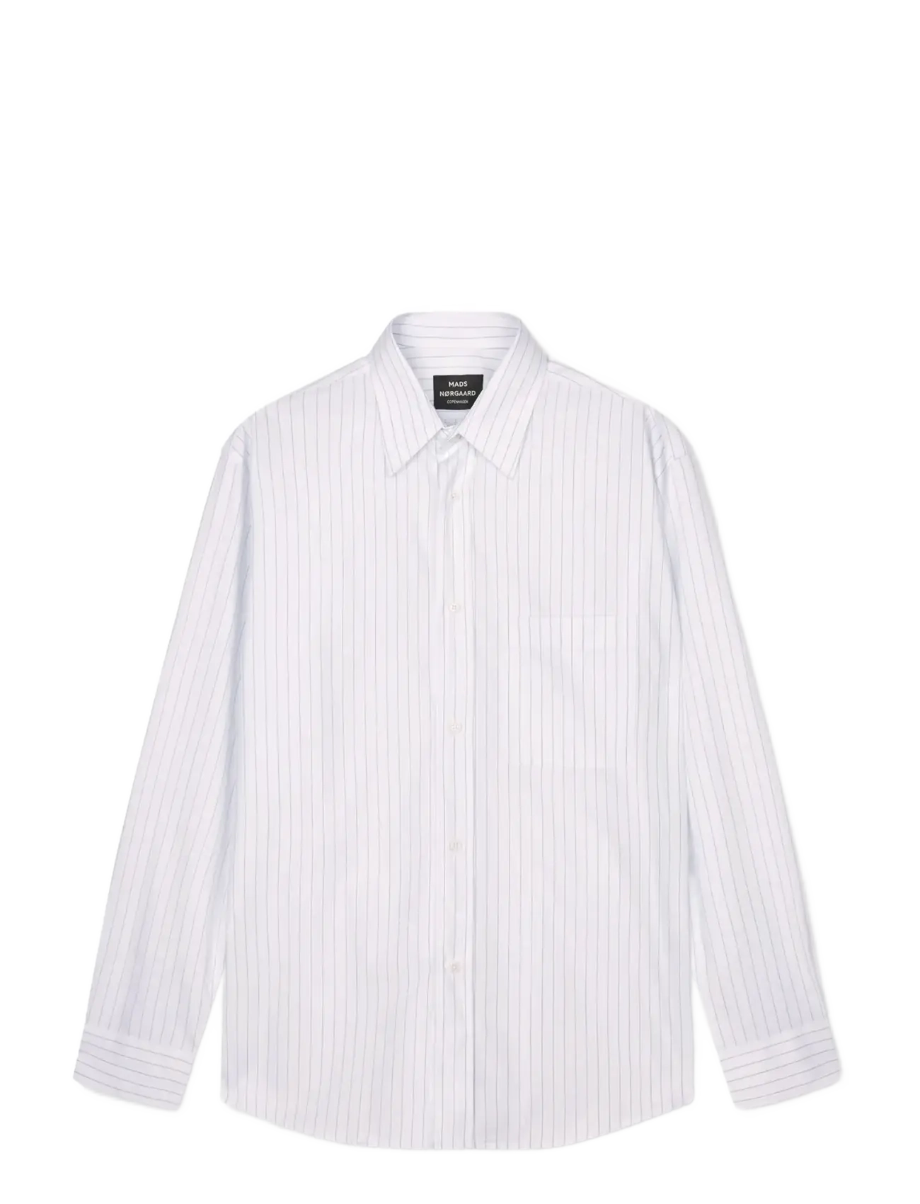 Mads Nørgaard Cotton Soft Marcel Shirt - Skjorter - WHITE/BRIGHT COBALT STRIPE / white
