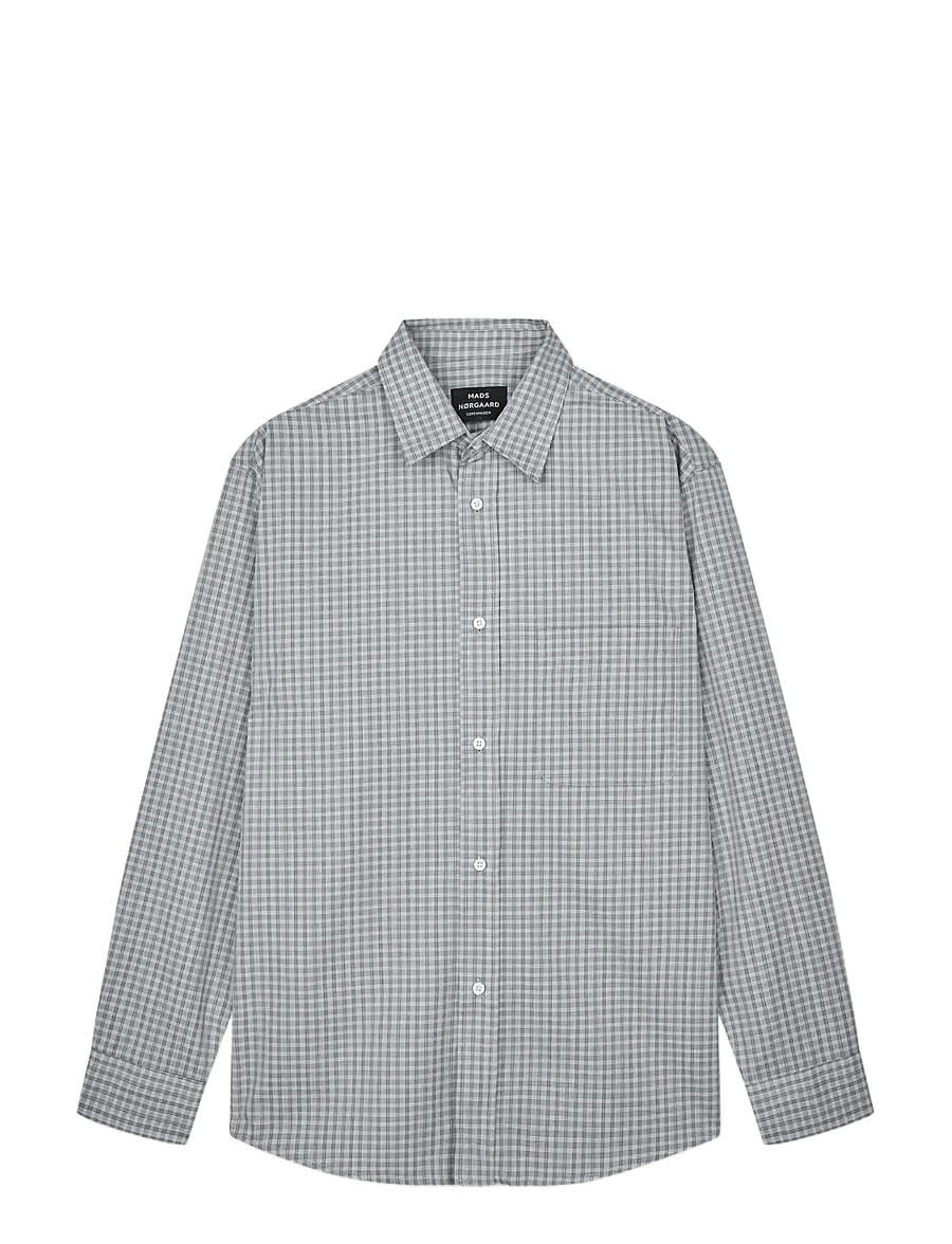 Mads Nørgaard - Cotton Soft Marcel Shirt - randiga skjortor - sky captain ch. - 1