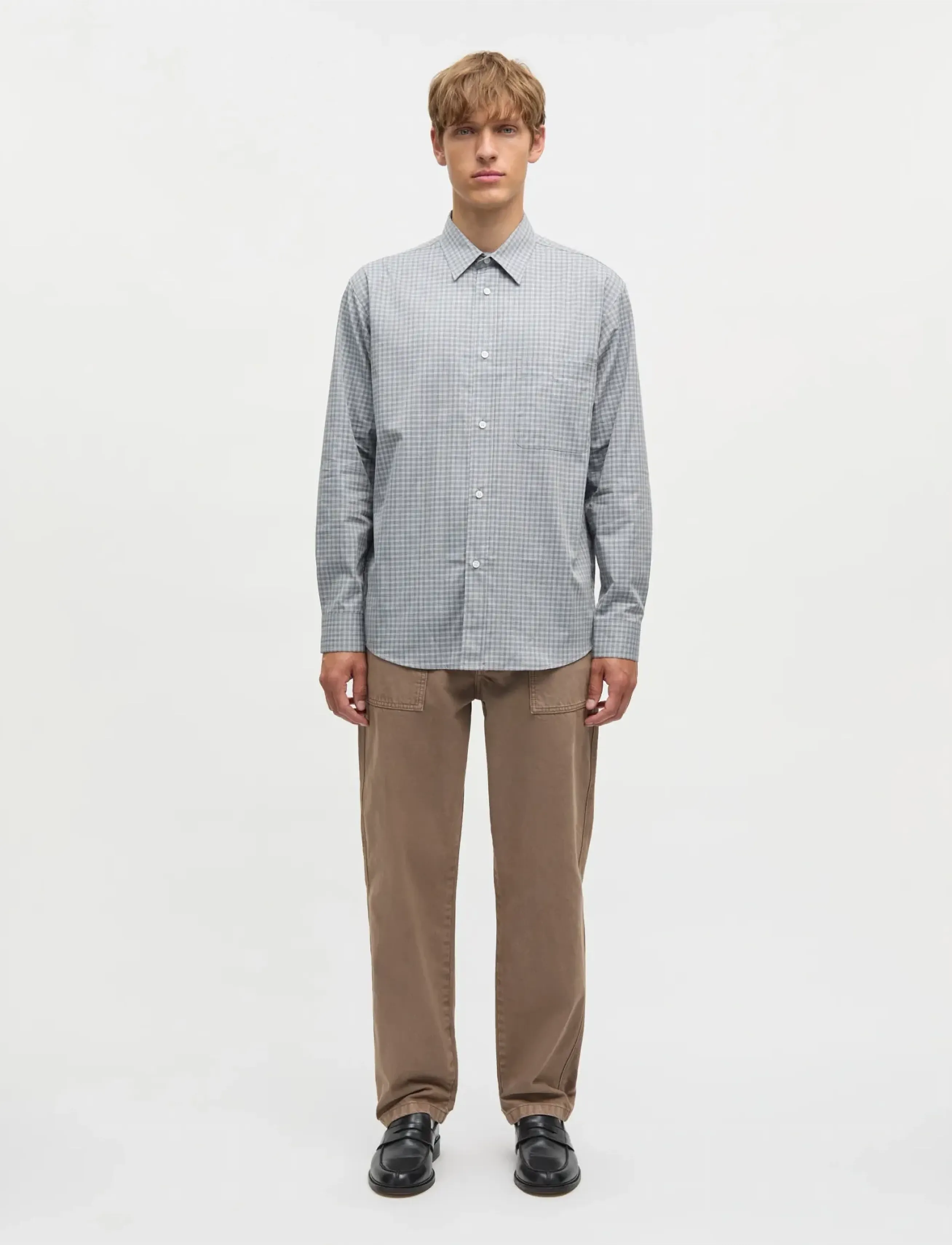 Mads Nørgaard Cotton Soft Marcel Shirt, XXL, Shirts, Grau - Striped Männerswear