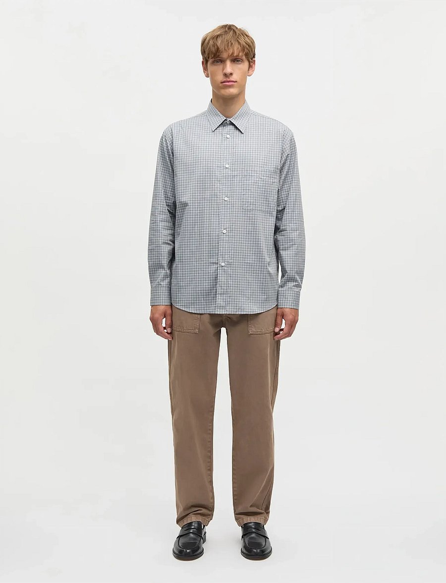Mads Nørgaard - Cotton Soft Marcel Shirt - randiga skjortor - sky captain ch. - 0