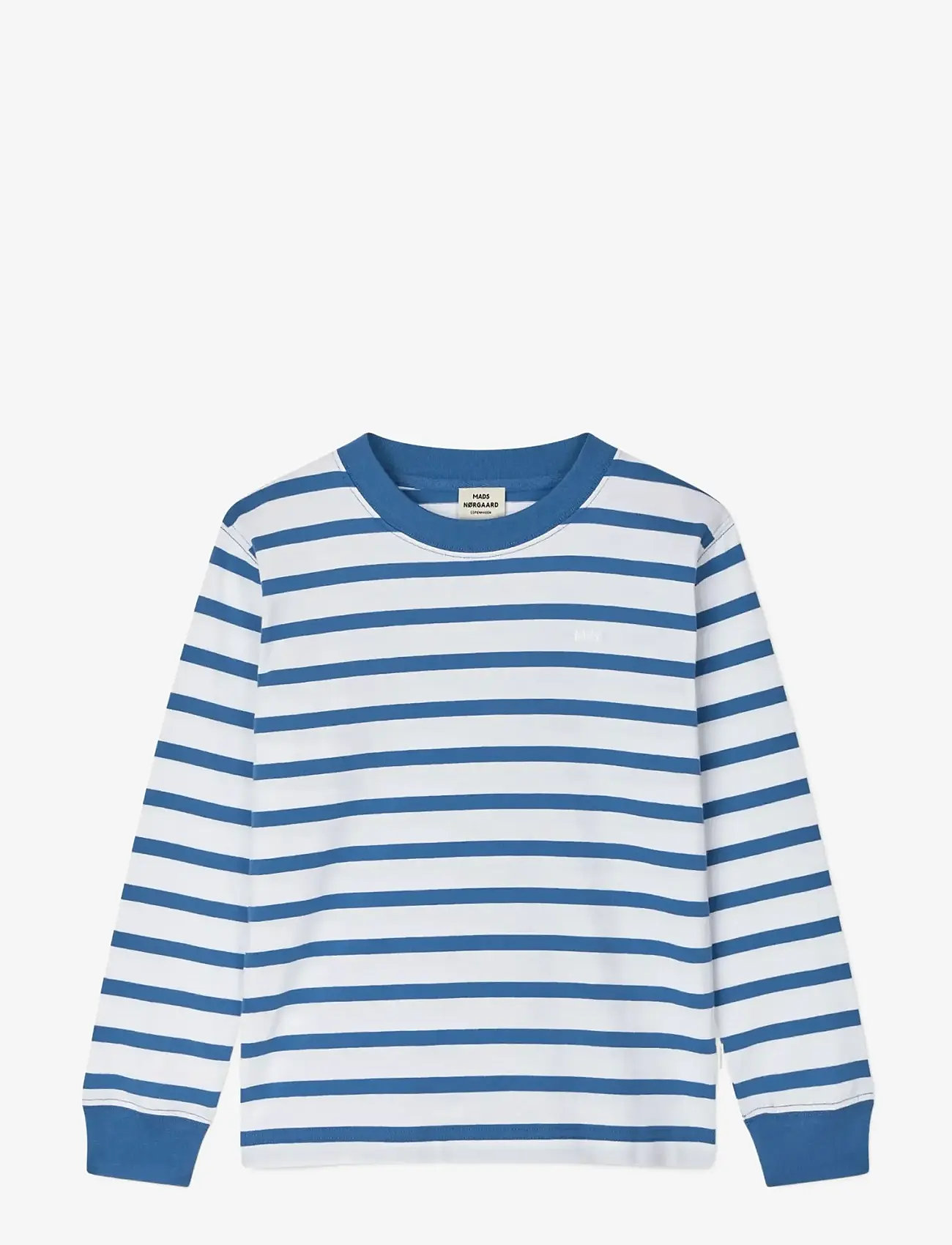 Mads Nørgaard - Cotton Jersey Stripe Carlito Tee LS - långärmade t-shirts - bright cobalt/white - 0