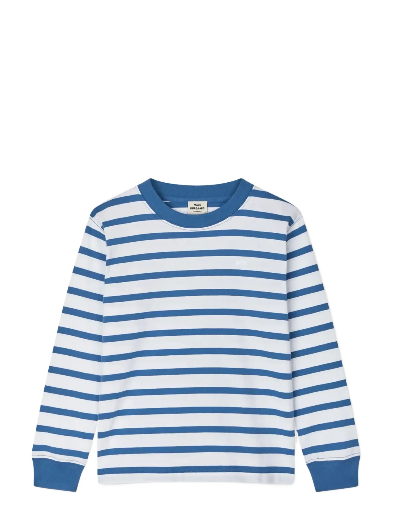 Mads Nørgaard Cotton Jersey Stripe Carlito Tee LS - Kläder - BRIGHT COBALT/WHITE / blue