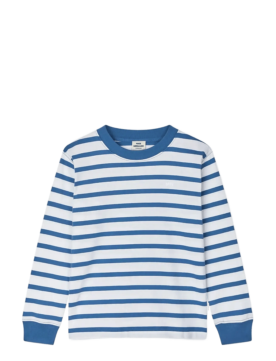 Mads Nørgaard - Cotton Jersey Stripe Carlito Tee LS - t-shirts à manches longues - bright cobalt/white - 0