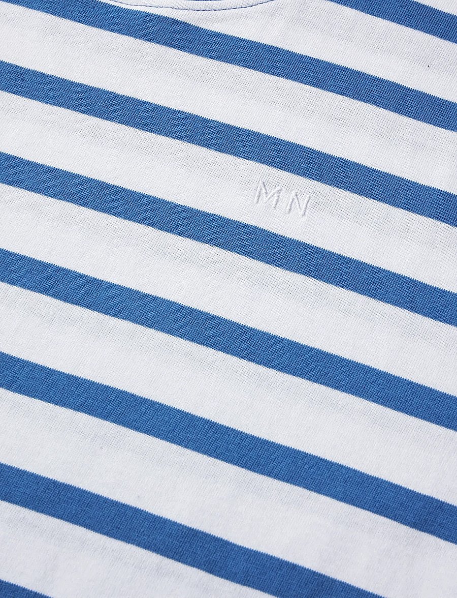 Mads Nørgaard - Cotton Jersey Stripe Carlito Tee LS - t-shirts à manches longues - bright cobalt/white - 2