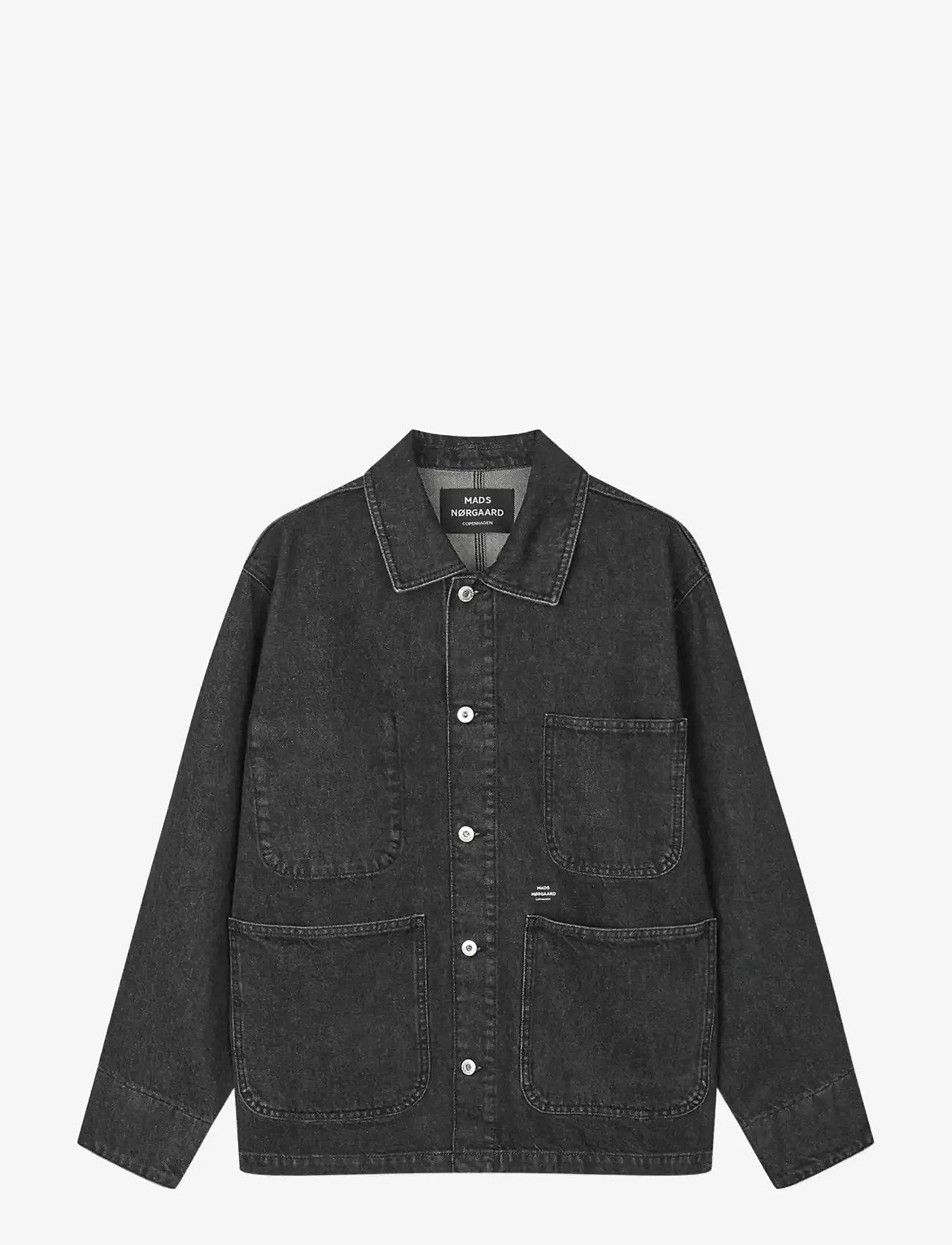 Mads Nørgaard - Arizona Black Denim Chore Jacket - ungefütterte denimjacken - black grey stone wash - 1