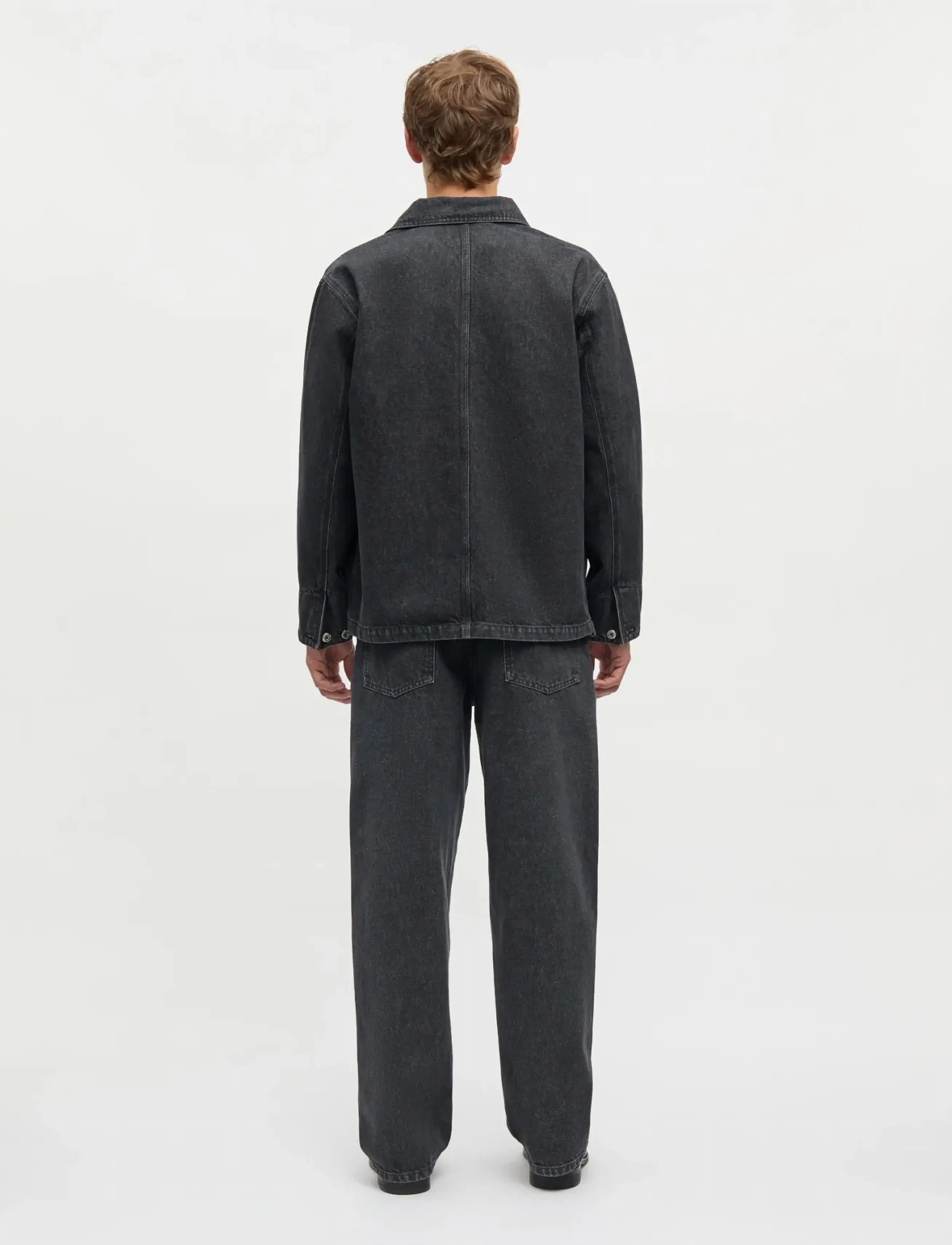 Mads Nørgaard - Arizona Black Denim Chore Jacket - unlined denim jackets - black grey stone wash - 2