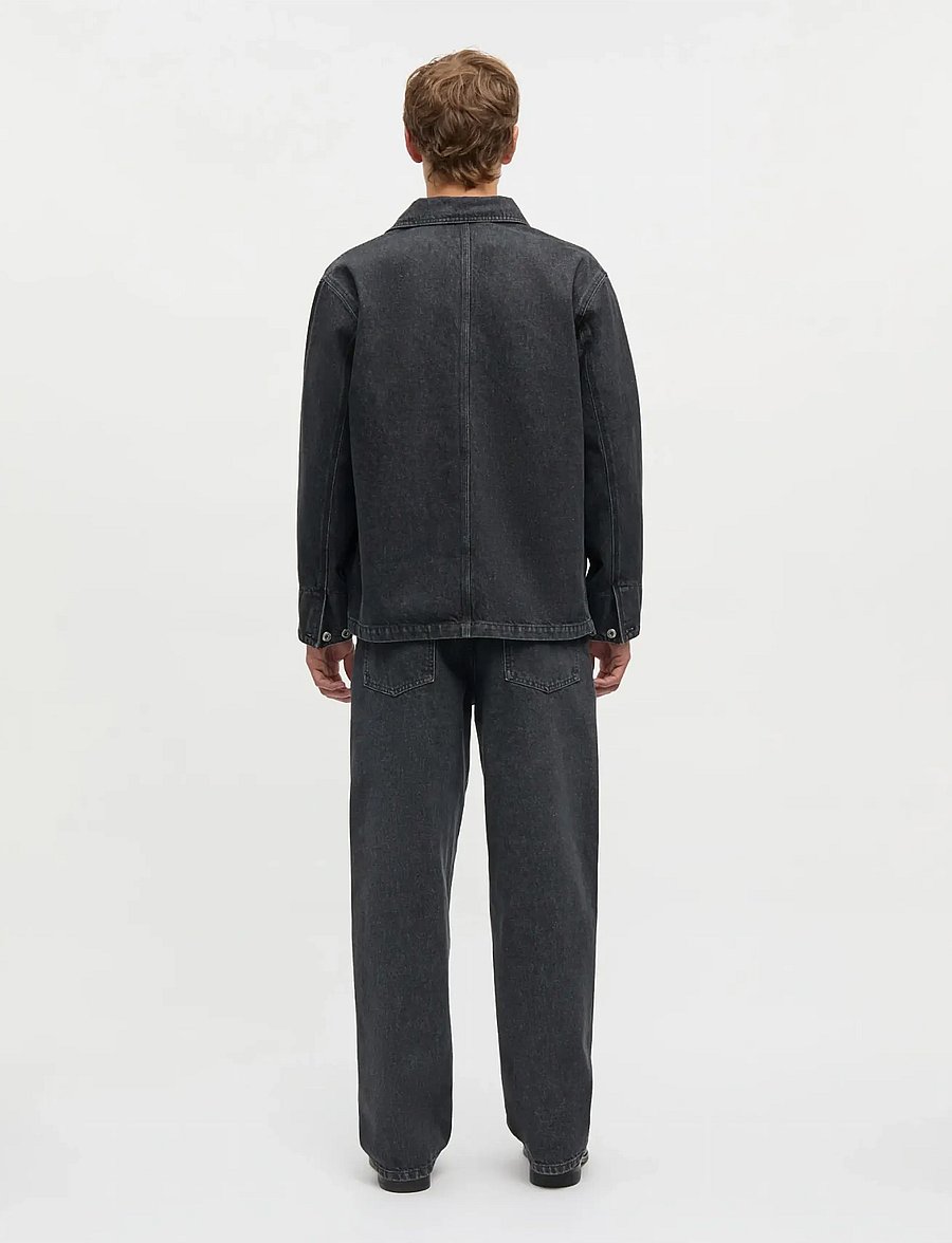 Mads Nørgaard - Arizona Black Denim Chore Jacket - ungefütterte denimjacken - black grey stone wash - 2
